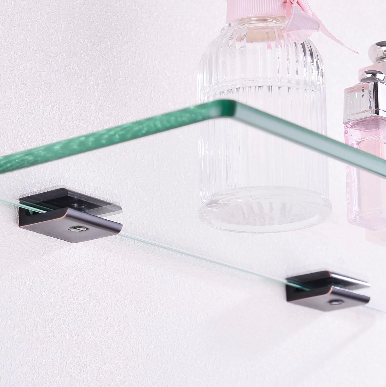 4pcs Adjustable 304 Stainless Steel Glass Clamp Clip Shelf Brackets Holder Support 0.23"-0.35", Oil Rubbed Bronze Finished Heavy Duty