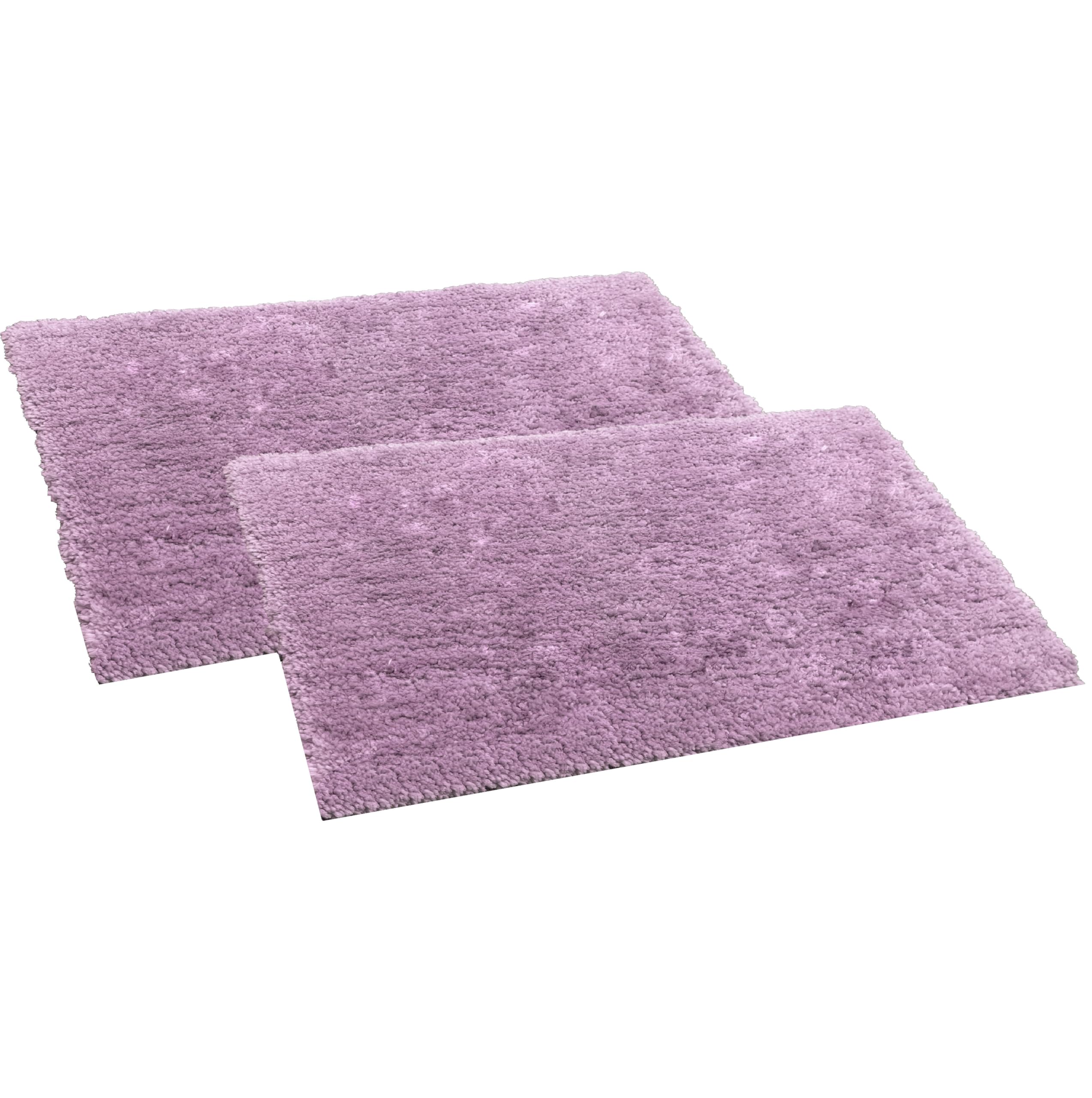Amazon Brand - Solimo Premium Anti-Slip Microfibre Bathmat - 60cm x 40cm, Dusty Lilac, Pack of 2