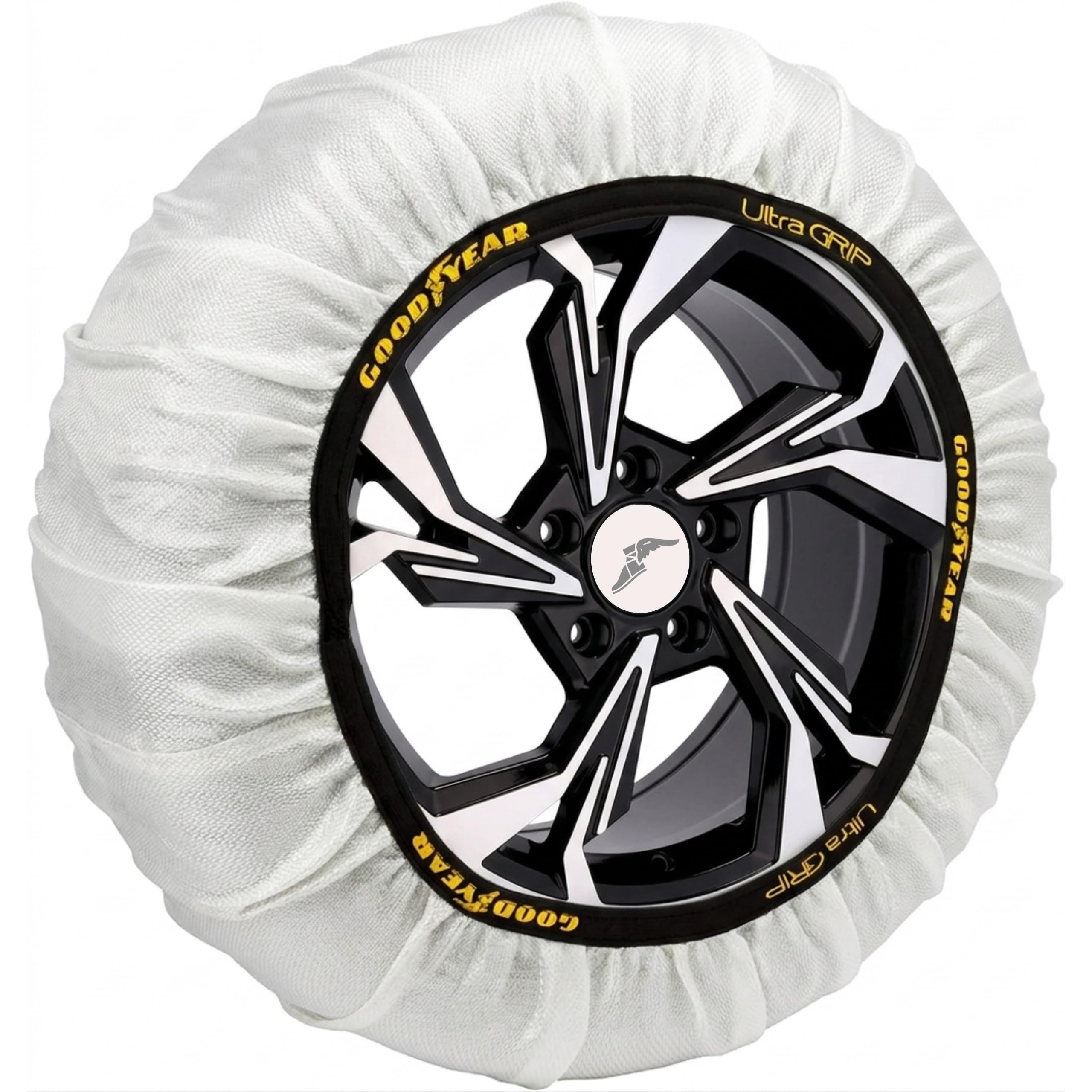 Goodyear Juego de 2 cadenas de nieve de tela para coche Ultra Grip talla XL, específico para el funcionamiento del vehículo, textil, blanco