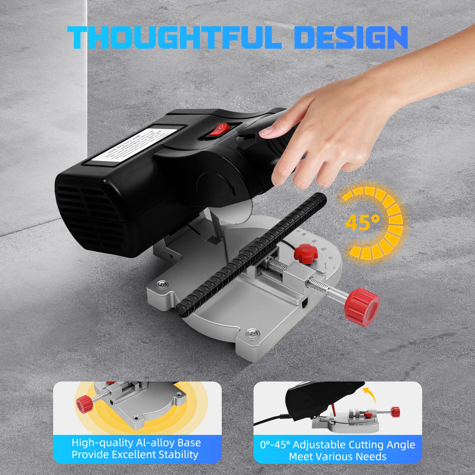 Mini Scie à Onglets 90 W 6000rpm, Petite Scie Circulaire De Table Cut-Off, éPaisseur De Coupe Maximale 12mm, Angle De Coupe 0-45° Pour Couper Du Bois Du Plastique De La Pierre Etc