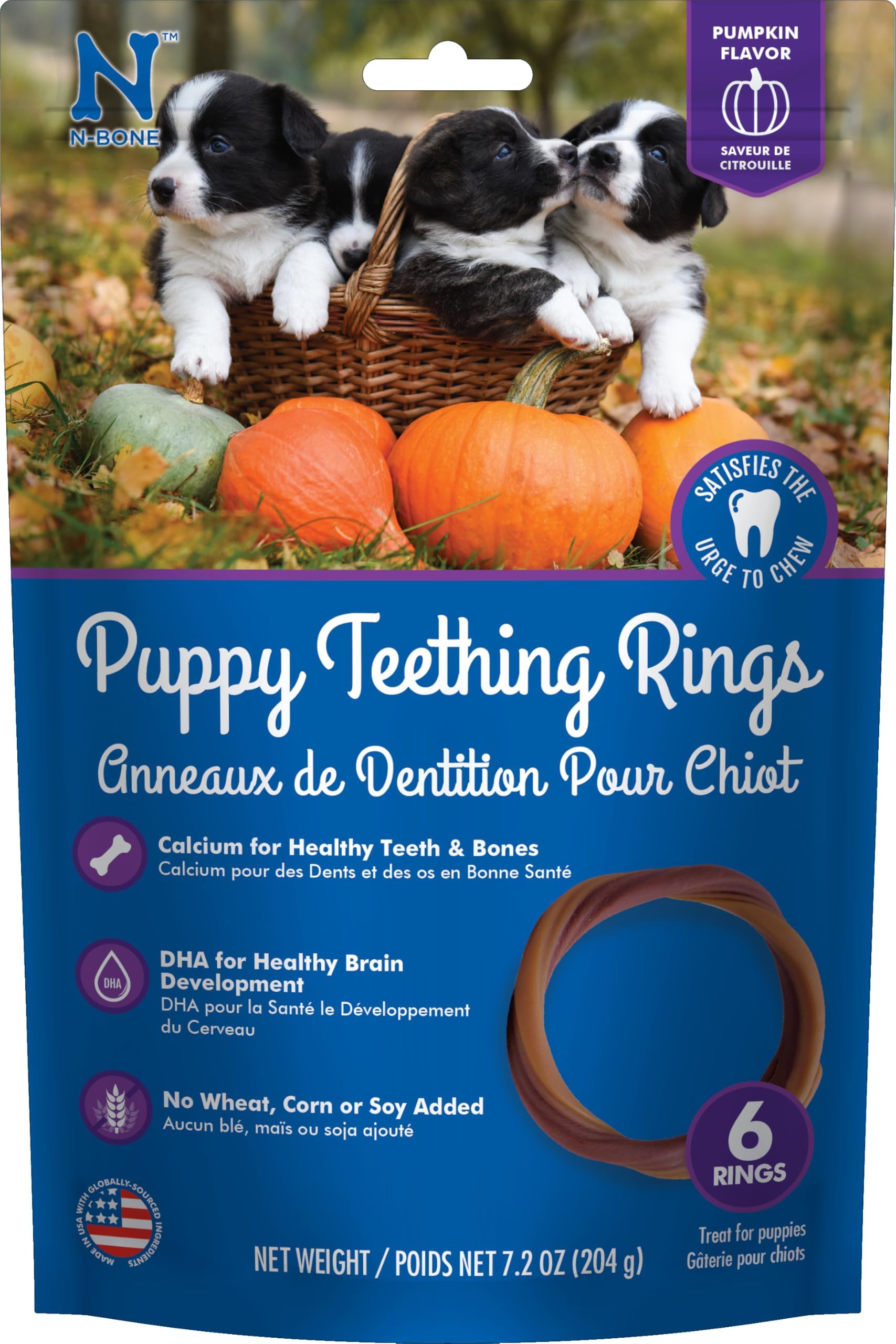 N-Bone Puppy Teething Ring Pumpkin Flavor 7.2 OZ/(6 Pack)