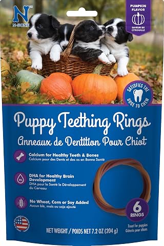 N-Bone Puppy Teething Rings, Pumpkin Flavor, Natural Puppy Chewing Treats, 6 Rin