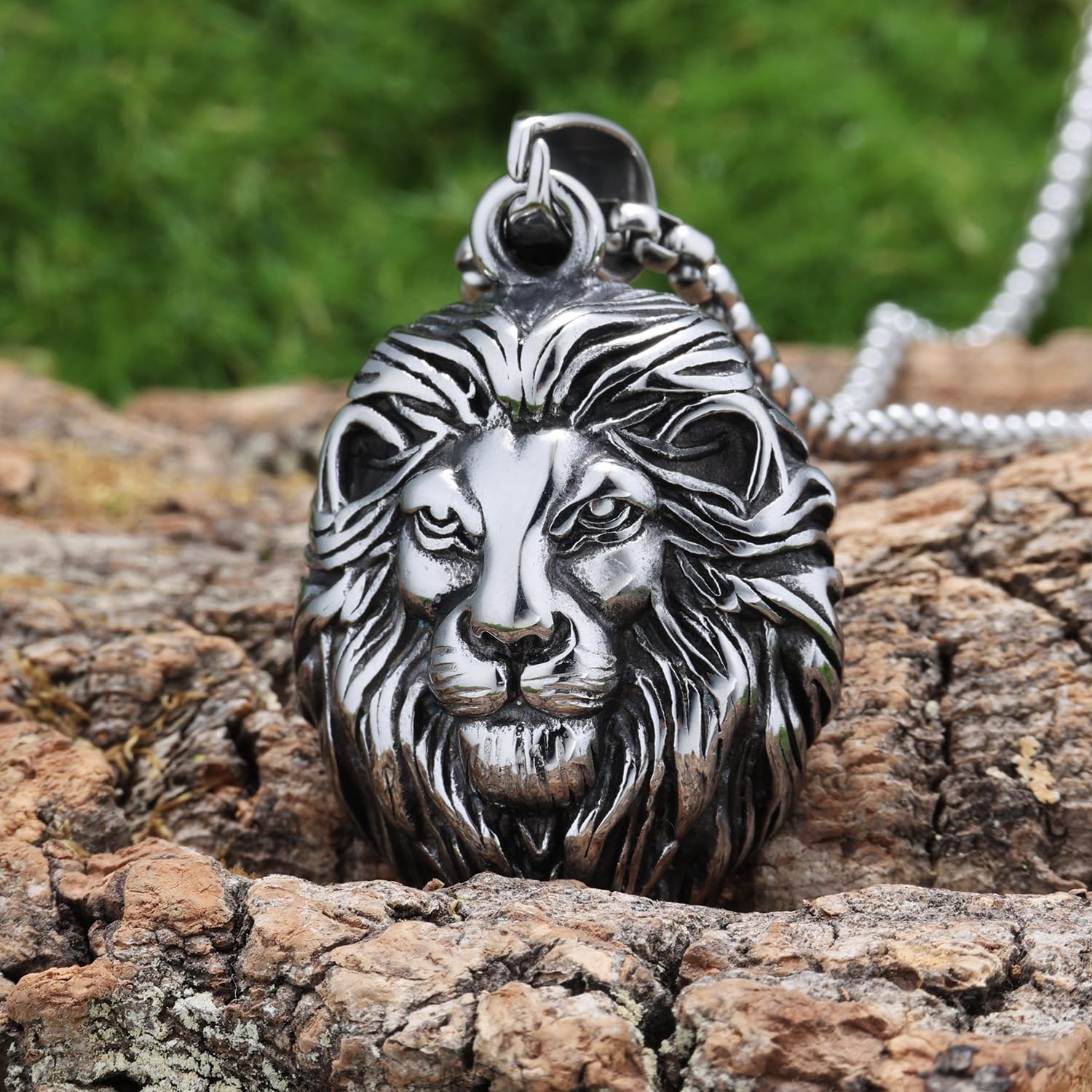 Lion Necklace for Men, Stainless Steel Leo Pendant for Mens - Image 6