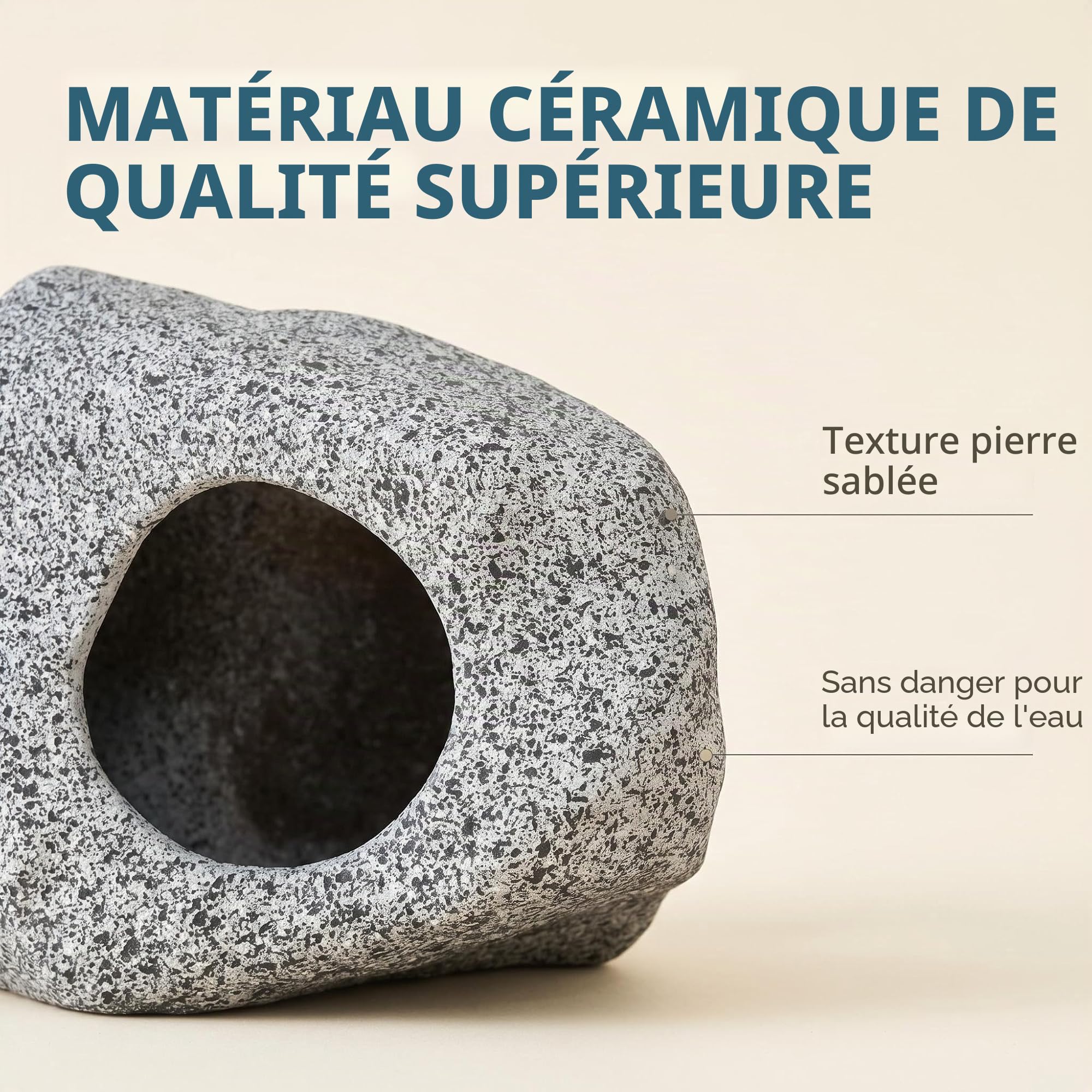 SpringSmart Cachette d'aquarium pour animaux de compagnie aquatiques pour se reproduire, jouer et se reposer, ornements en céramique sûrs et non toxiques, pierre décorative pour combattant