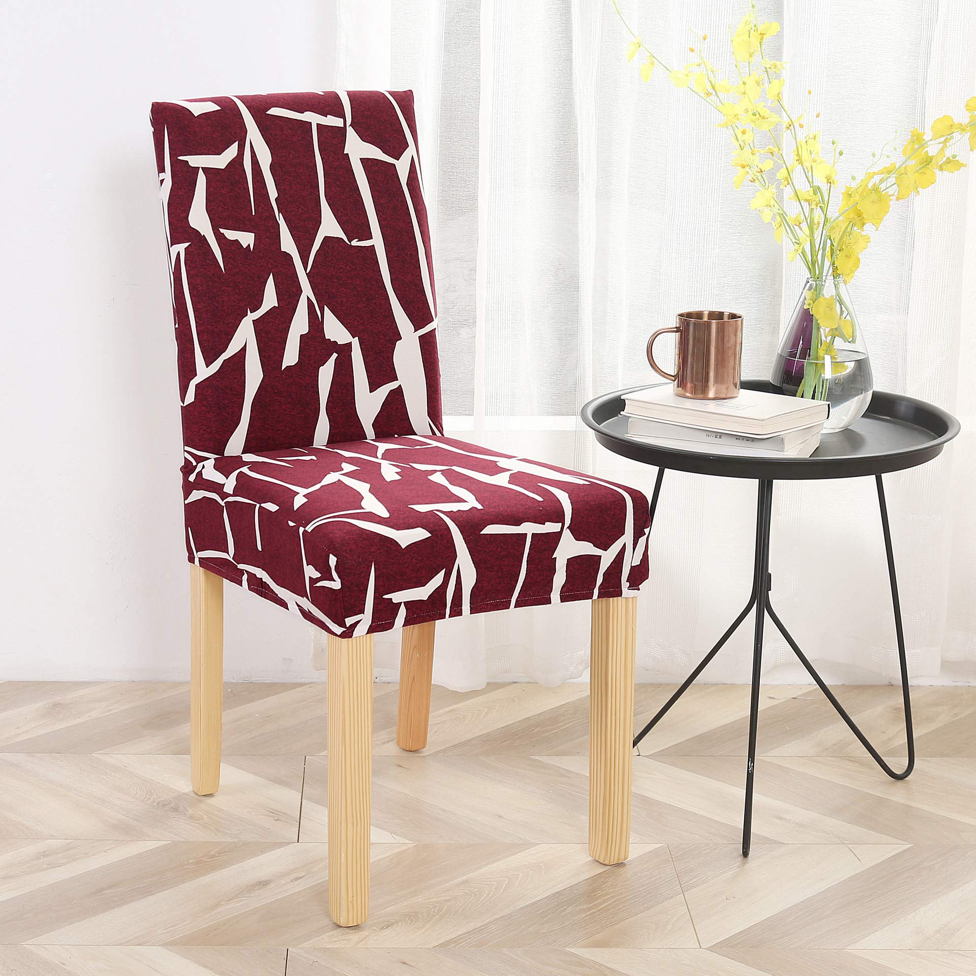 Coprisedie con Schienale 6 Pezzi Rosso A Righe Bianche Coprisedia con Schienale Ufficio Spandex Copri Sedie Soggiorno Lavabile Coprisedie Elasticizzati Copri Sedia da Cucina Elasticizzato