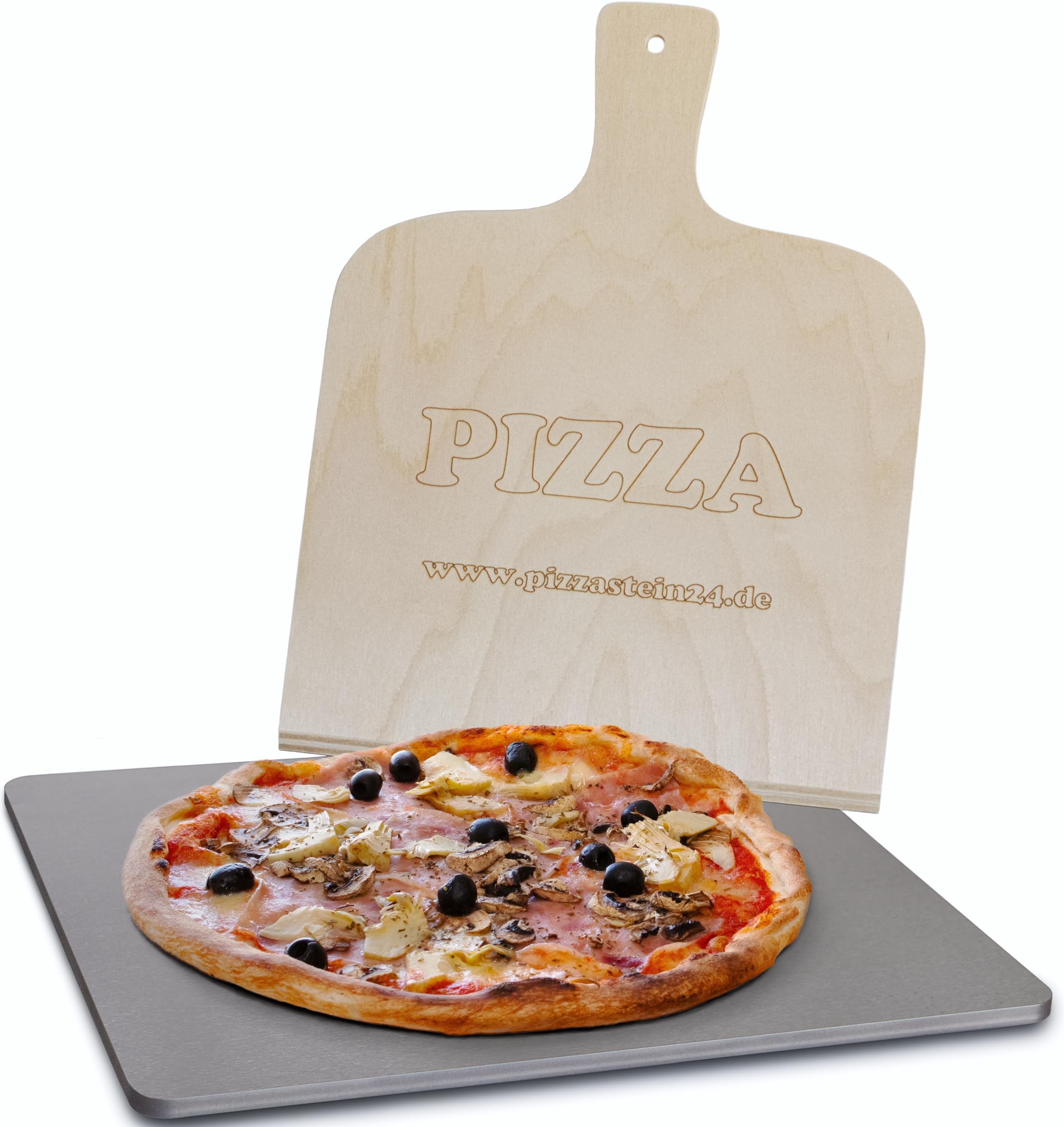 Pizzastahl Backstahl 38x33cm | 8mm geschliffener Stahl für Ofen & Grill