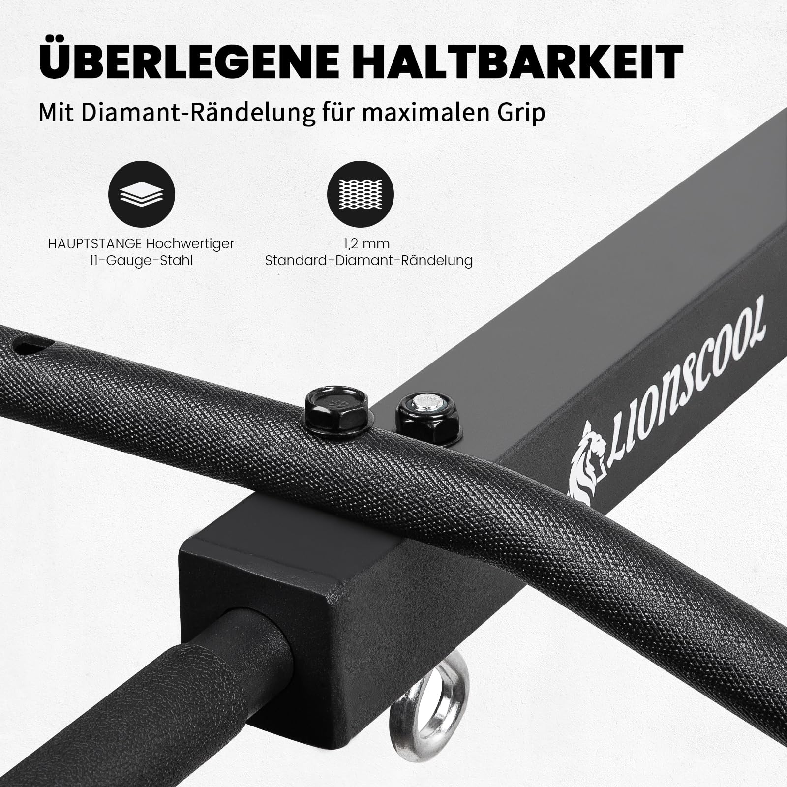 LIONSCOOL Klimmzugstange Wand mit Seilzug-System, Mehrgriff-Klimmzugstange mit Kabelzug, Pull Up Bar mit Kabelzug-System, ideal für das Heim-Fitnessstudio