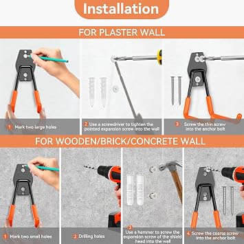 Garage Hooks Heavy Duty, 14 Pack Utility Steel Garage Storage Hook with Straps, Wall Mount Tool Organizer Hooks for Hanging Bike, Ladder and Garden Tools