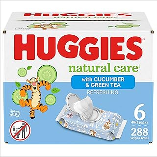 Huggies Natural Care Refreshing Baby Wipes, Hypoallergenic, Scented, 6 Flip-Top Packs (288 Wipes Total)