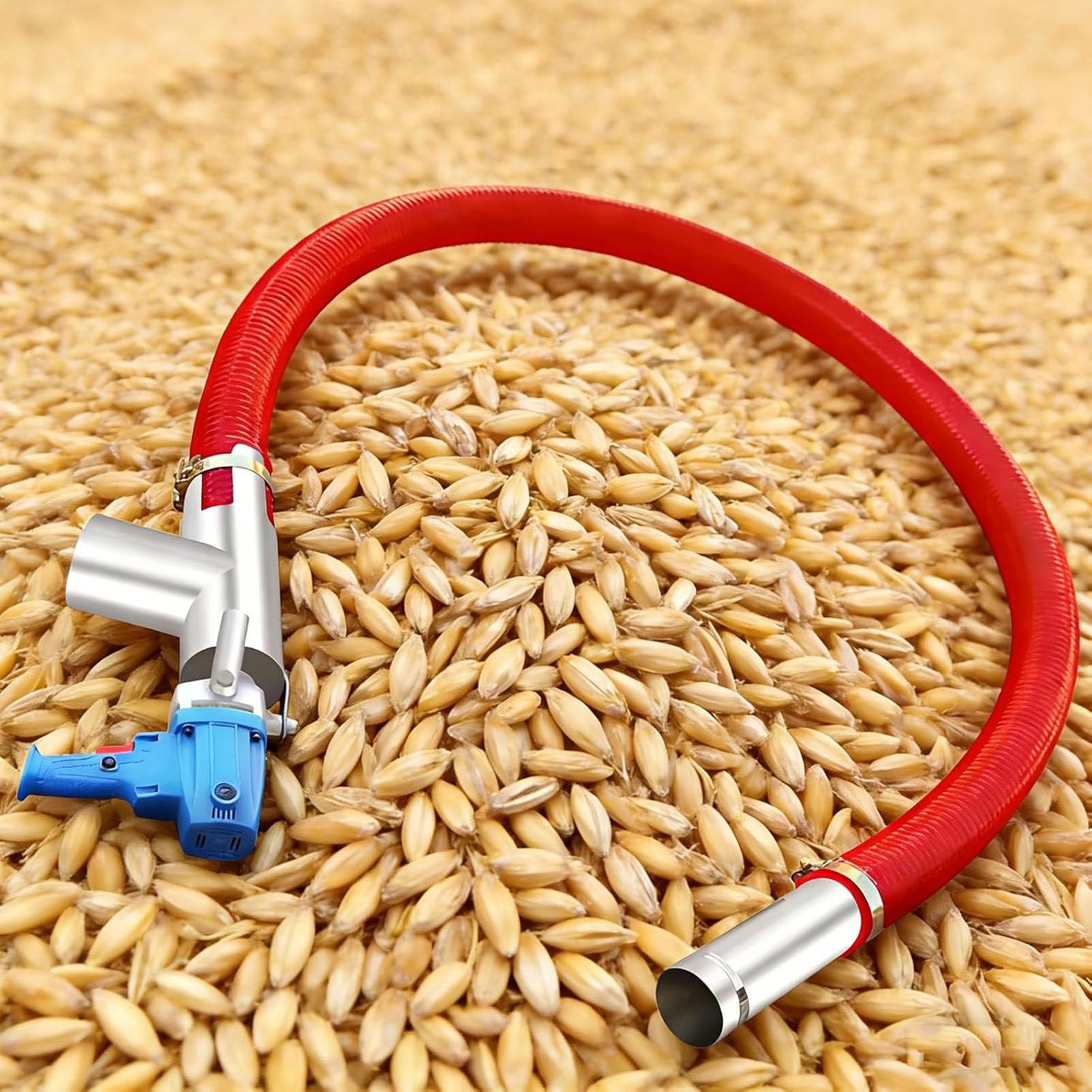 Caibendss 1.5M High-Performance Grain Suction Machine, Portable Screw Conveyor for Grain, Cement, Sand and Powder, Low-Noise Conveyor for Home, Farm & Construction