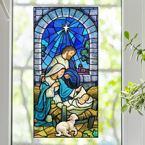 Miniatura 1 de Christimas Belén - Lámina vitral para ventana (12 x 24 pulgadas)