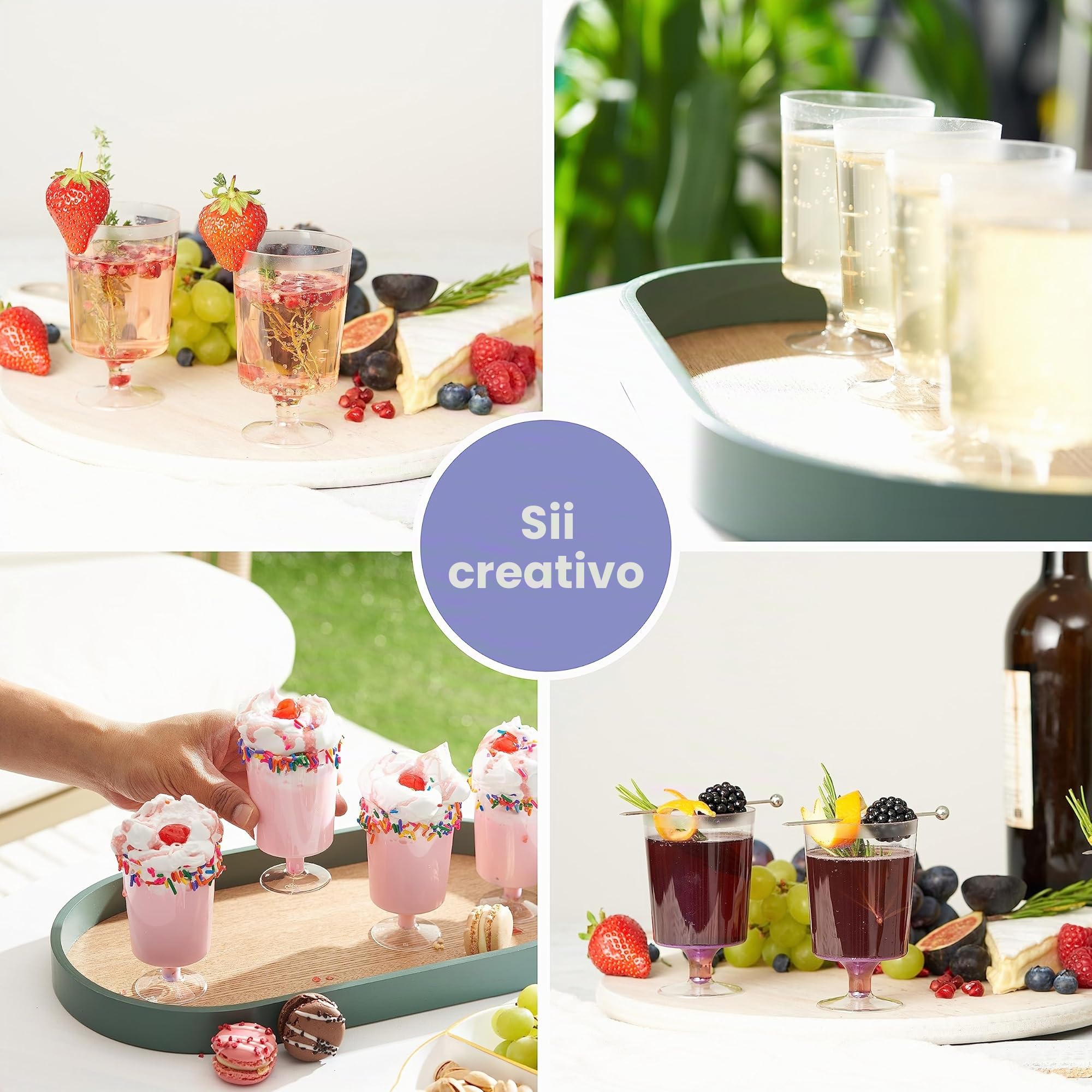 Matana - 50 Eleganti Bicchieri da Vino in Plastica Dura (160ml) - Bicchieri Resistenti e Riutilizzabili per Cocktail, Dessert - Matrimoni, Compleanni, Natale, Feste