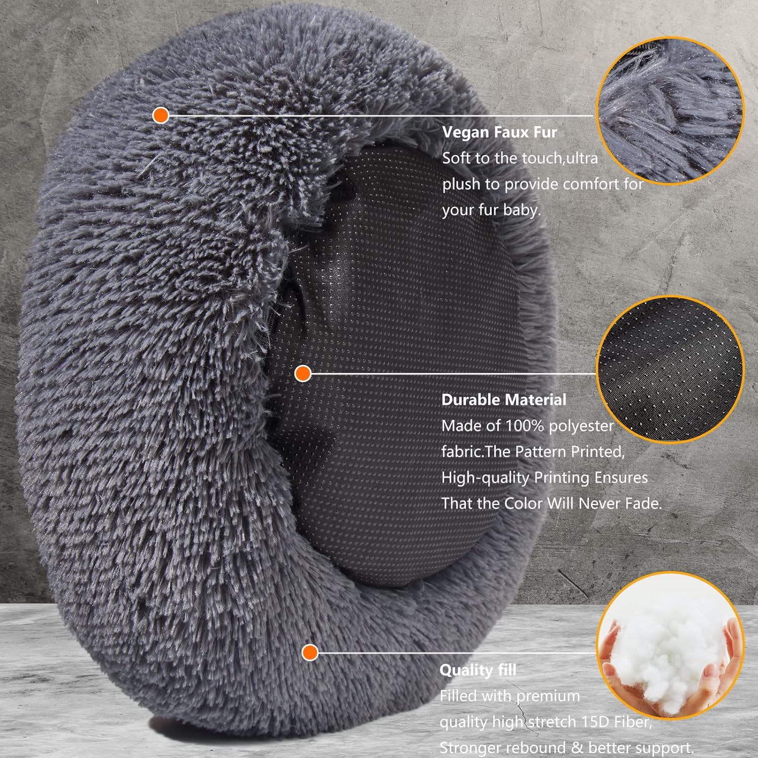 review Dog Beds for Small Dogs Washable,Calming Bed for Dogs with Anxiety,Donut Round Cuddler Fluffy Pet Bed Small Size for Crate & Indoor,Soft Cozy Plush Cute Puppy Bed with Faux Fur,Dark Gray, XSmall