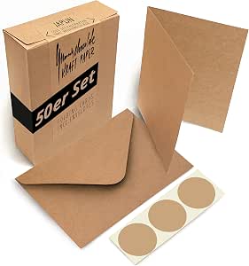 Set di 200 biglietti pieghevoli DIN A5, in bianco (bianco) con buste DIN C5 con chiusura adesiva, con carta da inserire – per grandi inviti e biglietti per compleanno o matrimonio