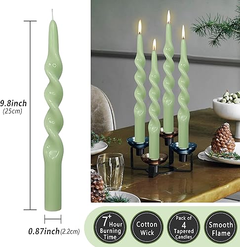 Miniatura 36 de Vela cónica en espiral torcida de 10 pulgadas, velas de colores sin perfume, velas altas sin humo para el hogar, vacaciones, boda, fiesta