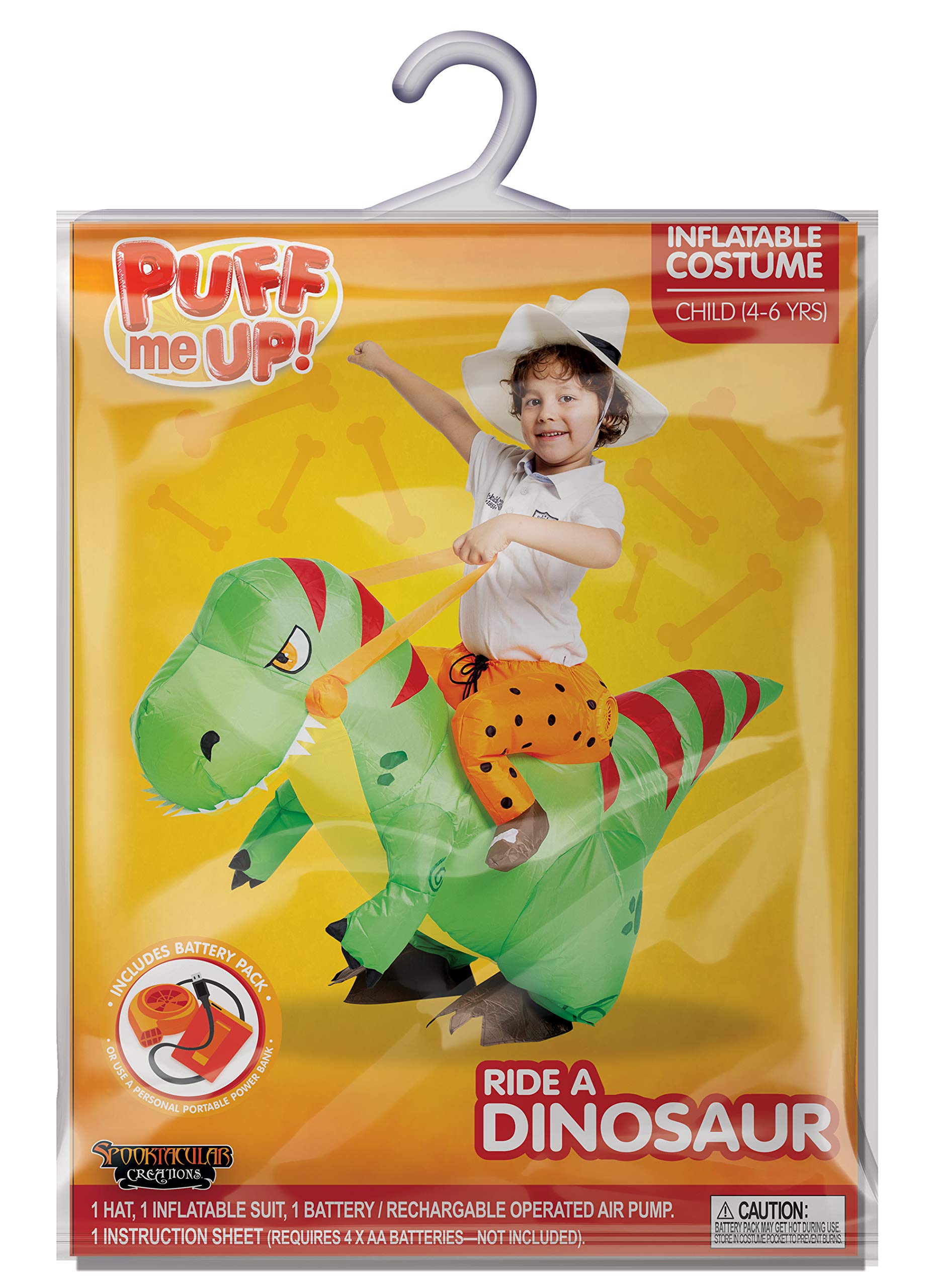 Spooktacular Creations Halloween Sflable Costume Ride A T-Rex Dinosaur Air Blow-up Deluxe Halloween Costume-Niño