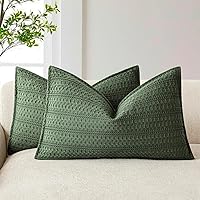 Vista 35 de Foindtower Juego de 2 fundas de almohada decorativas de algodón con tejido de gofre, fundas de cojín europeas para cama, sofá, dormitorio, sala