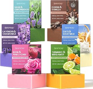 SHVYOG Natural Soap Bar Gift Set - 6 Organic Bars with Essential Oils, Moisturizing Cleanser for Soft Skin, Perfect Women's Gift 100g Each