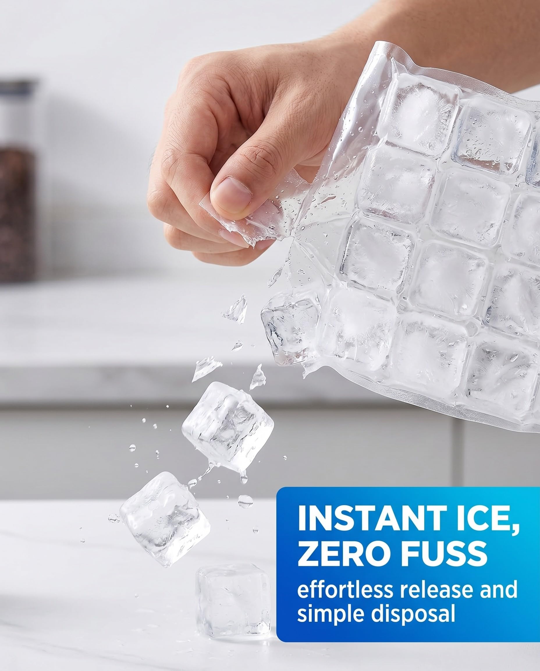 50 Stück Einweg-Eiswürfelbeutel – Lebensmittelecht PE, Selbstversiegelnd, Auslaufsicher, 24 Würfel Pro Beutel, Für Cocktails & Picknick
