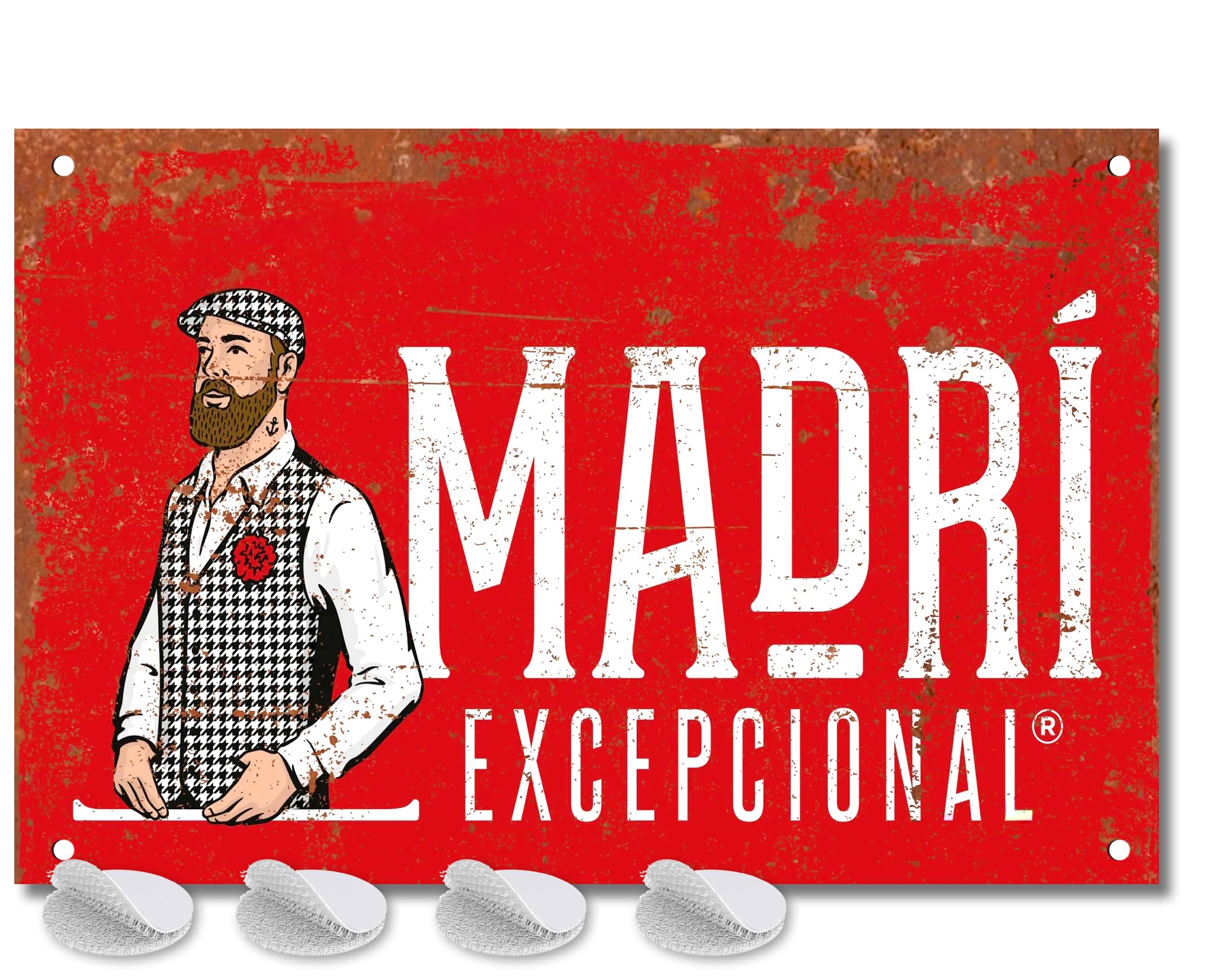 Madri Beer Metal Sign – Fixings Included – Bar Accessories for Home Pub, Outdoor Garden Bar or Man Cave – Metal Signs Wall Plaque Gift Memorabilia, 20cm x 15cm Red