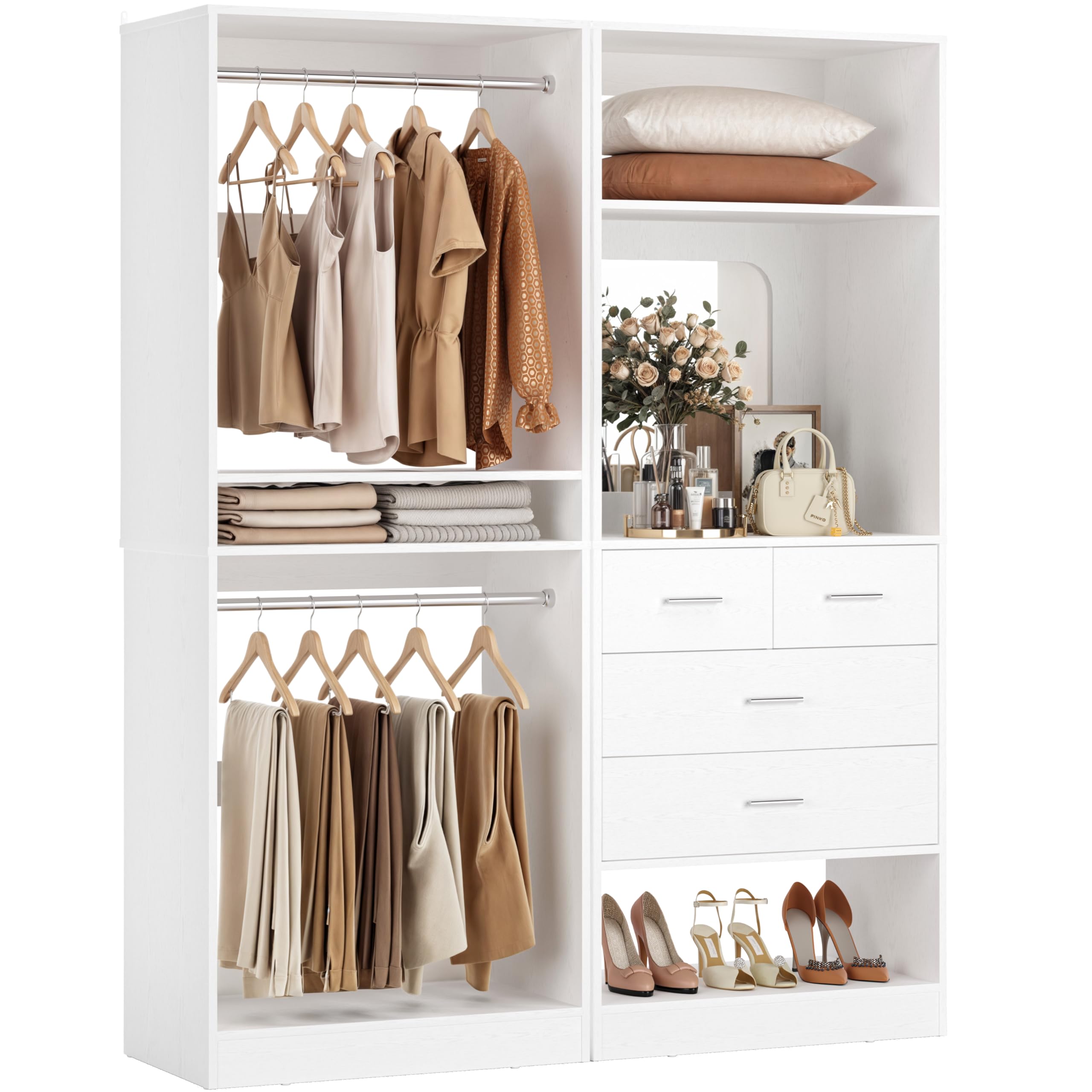 Amazon.com: Unikito 50” Closet System with 4 Drawers, 4.2FT Wood