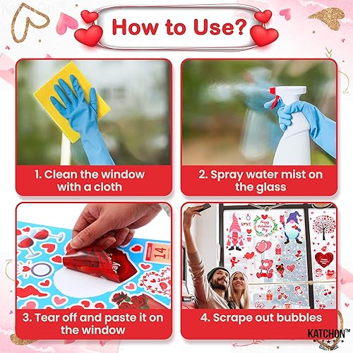 Miniatura 6 de KatchOn Adhesivos para ventana del día de San Valentín, 141 piezas, 12 x 8 pulgadas, calcomanías de vinilo para ventanas de vidrio y superficies