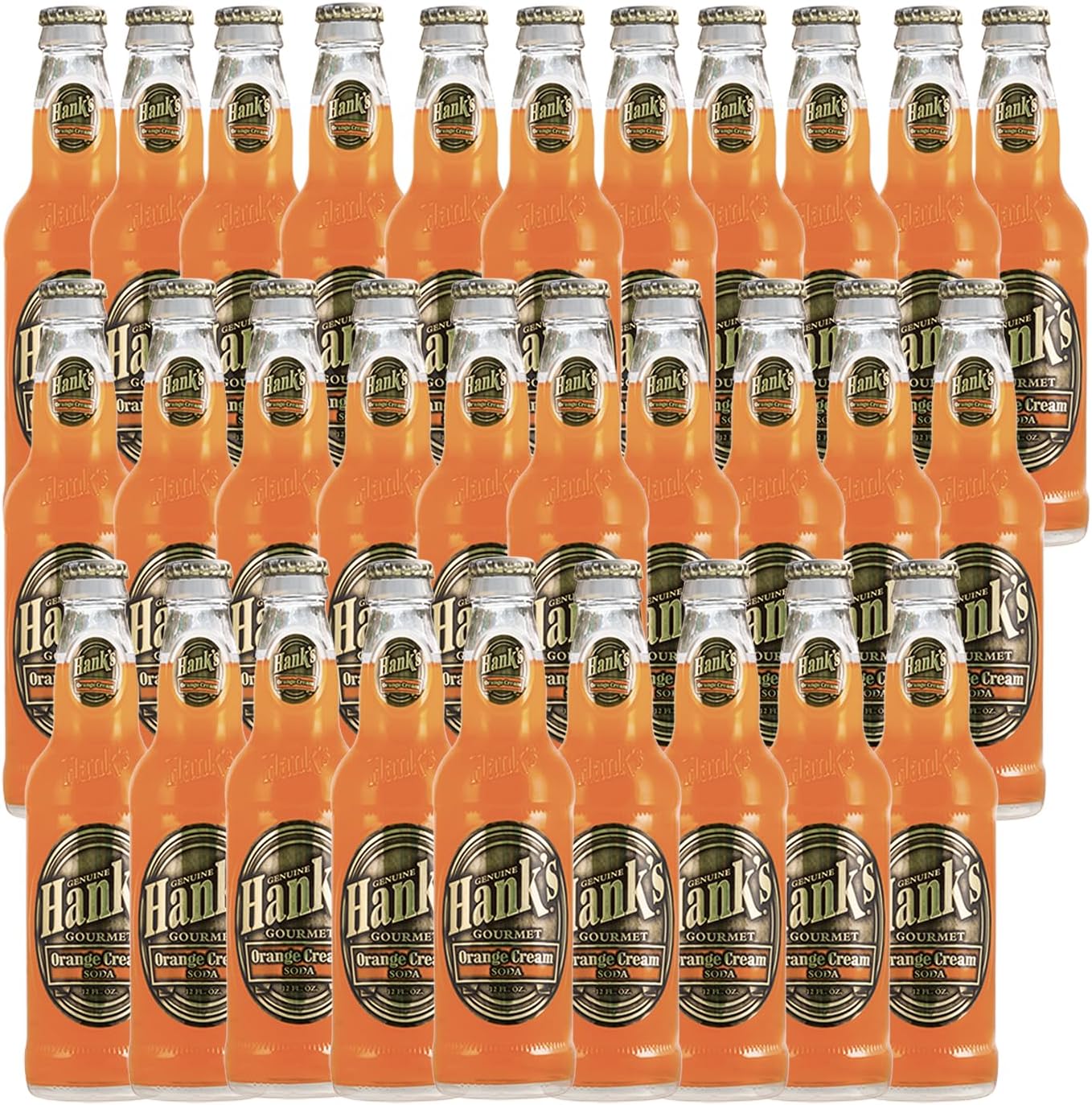 Hank's Genuine Gourmet Orange Cream Soda, 12 fl oz Bottles – Premium Craft Soda with Citrus, Creamy Flavor – Nostalgic Creamsicle Taste, Pack of 10