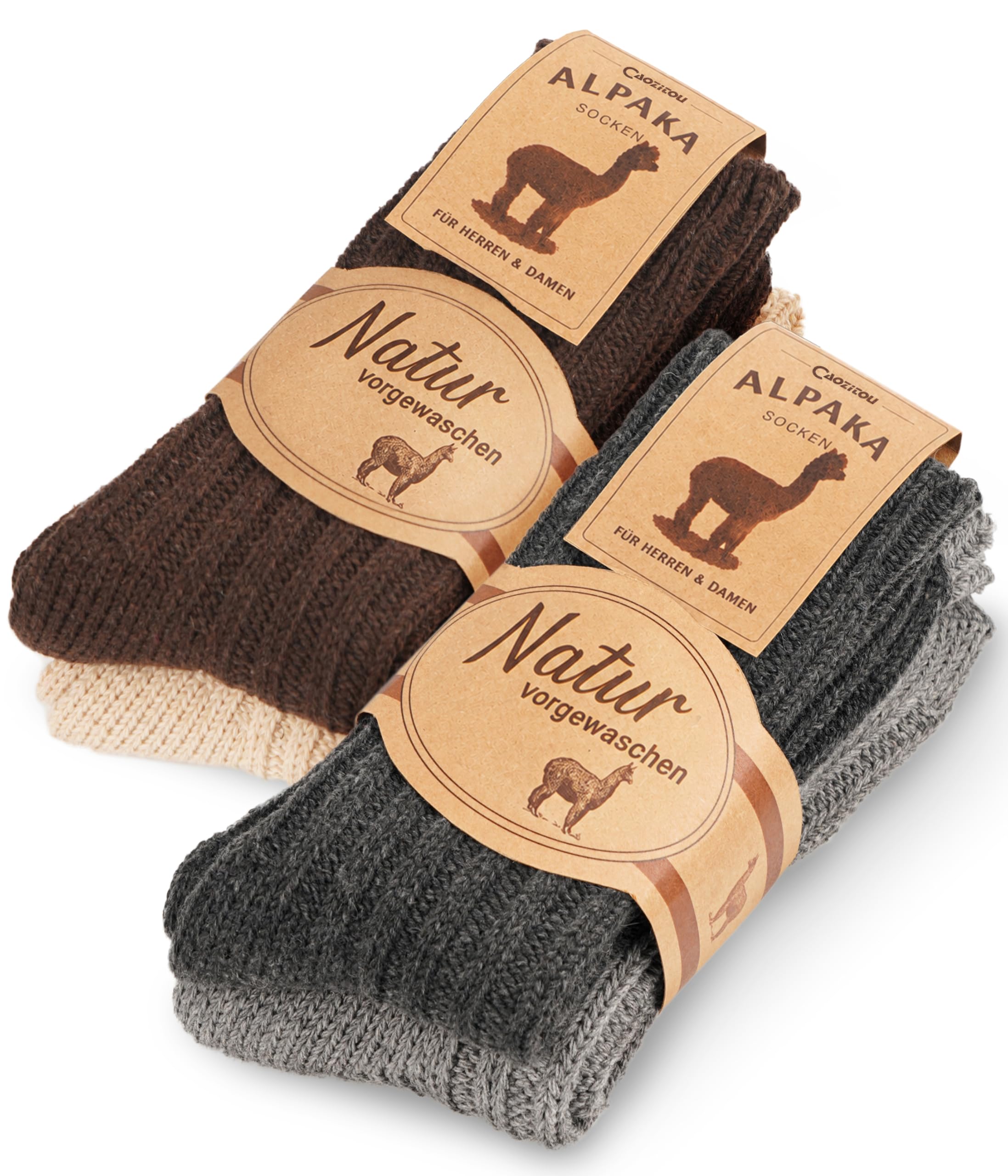 CAOZITOU Alpaka Socken Herren Wollsocken Winter Thermosocken Damen