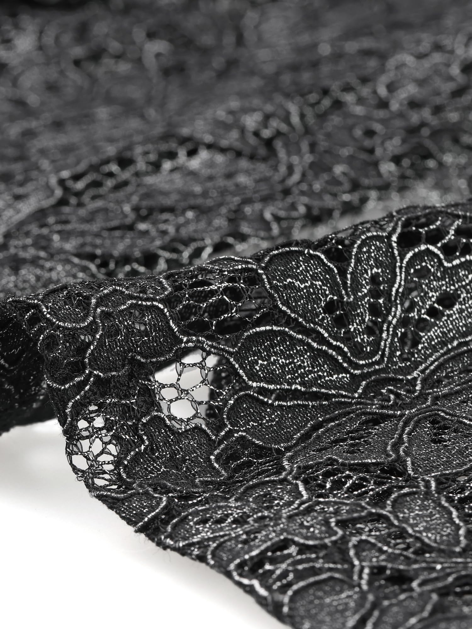 Allegra K Boléro élégant en dentelle florale pour femme - Pour le travail, les invités de mariage, noir, X-Large