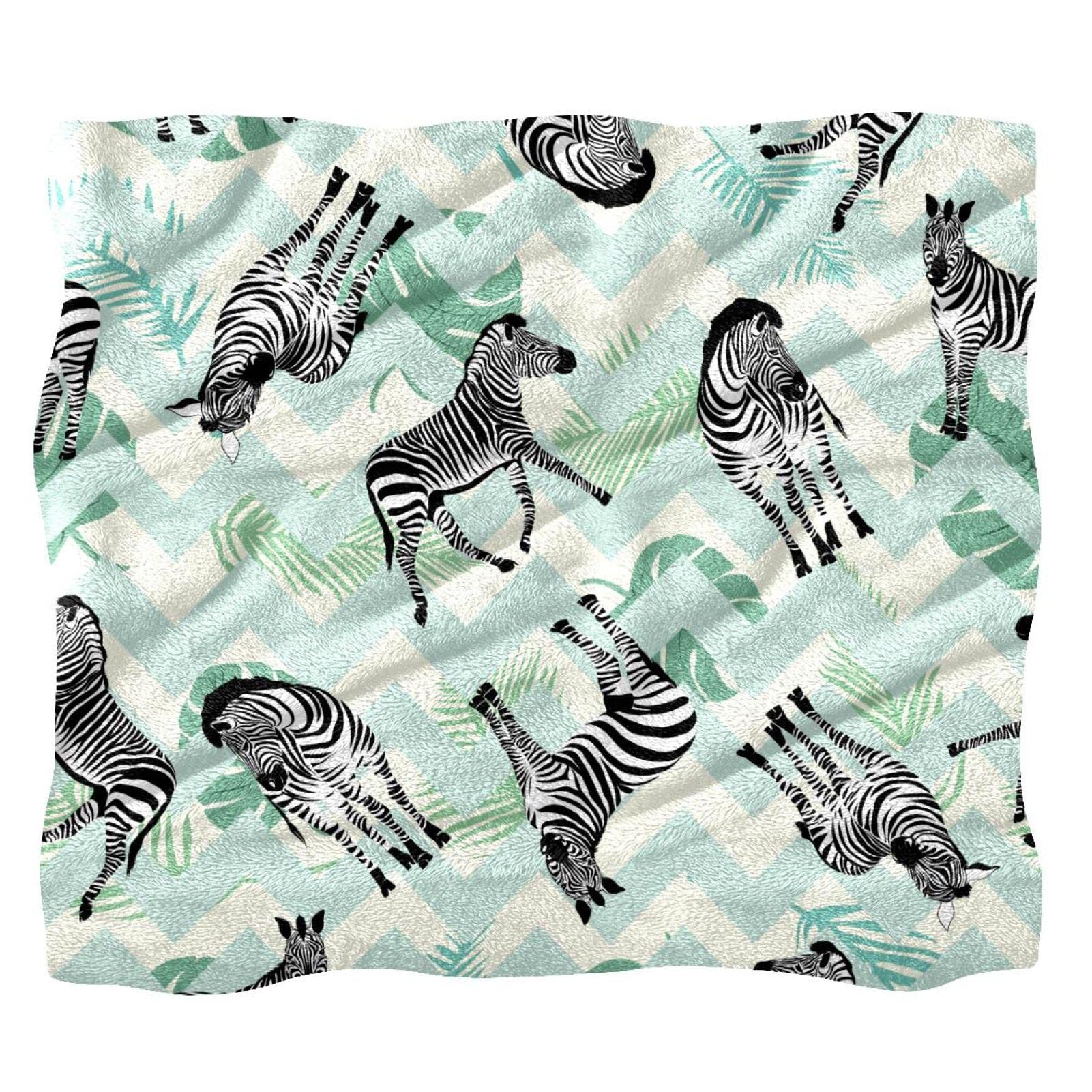Couverture polaire zèbre vert grand confort plaid lit et canapé