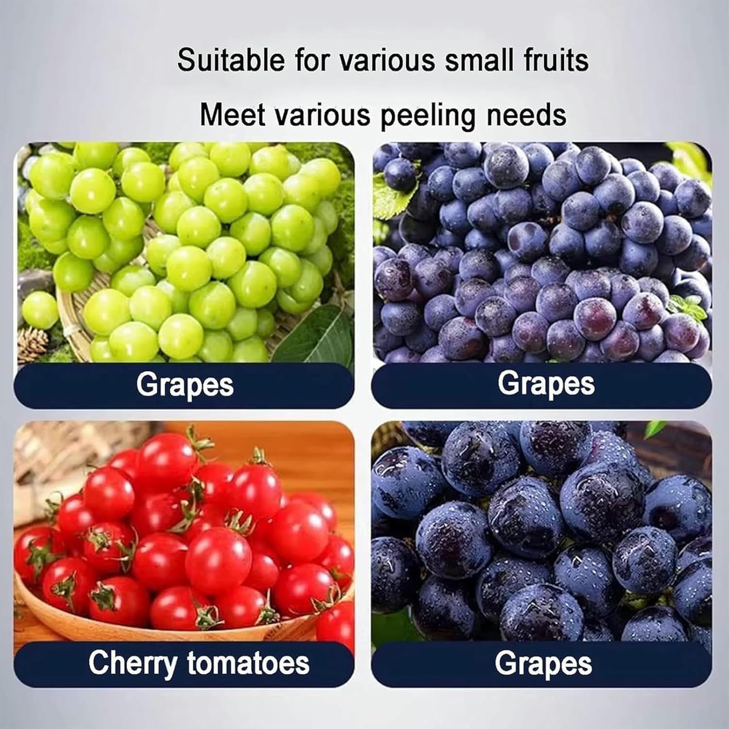 Auto Rotating Grape Skin Peeler with Smart Display, Adjustable Gear, 500g Capacity, Low-Noise for Cherry Tomato, Blueberry, Milk Tea Shop Use