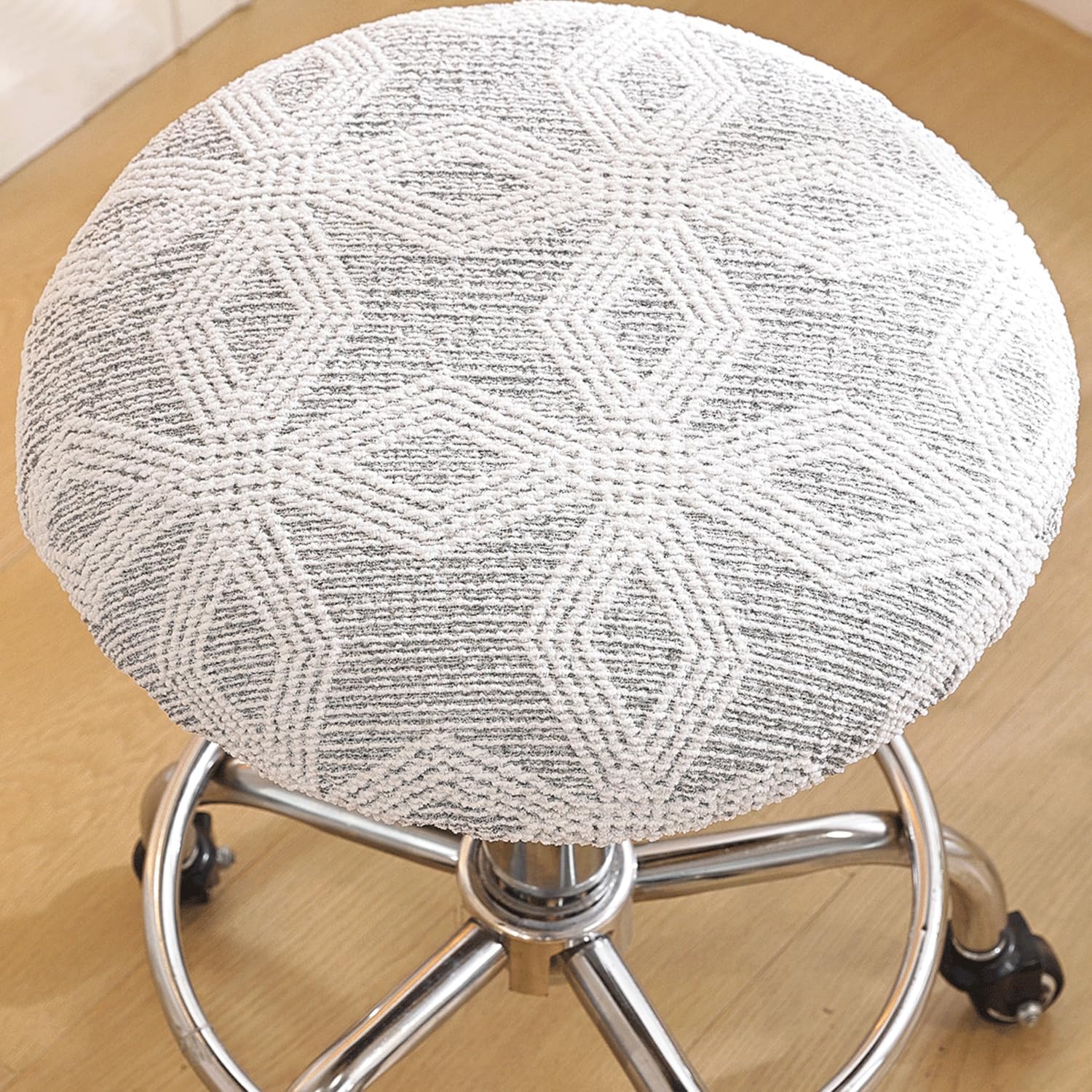 Brown,2pcs, Round Bar Stool Cover Set of 1/2 Stretch Stool Seat Cover with Bottom Elastic Non-Slip Full Wrap Chair Cover Dustproof Soft Stool Slipcover Washable for Bar Kitchen