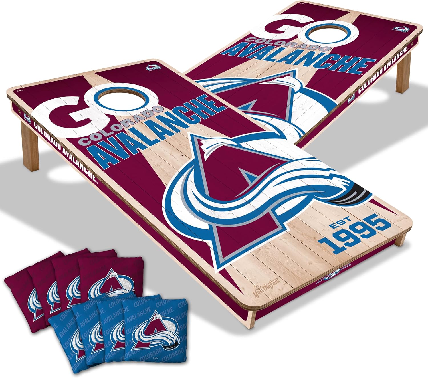 YouTheFan NHL 2’ x 4’ Professional Wood Cornhole Game with Logo Bags