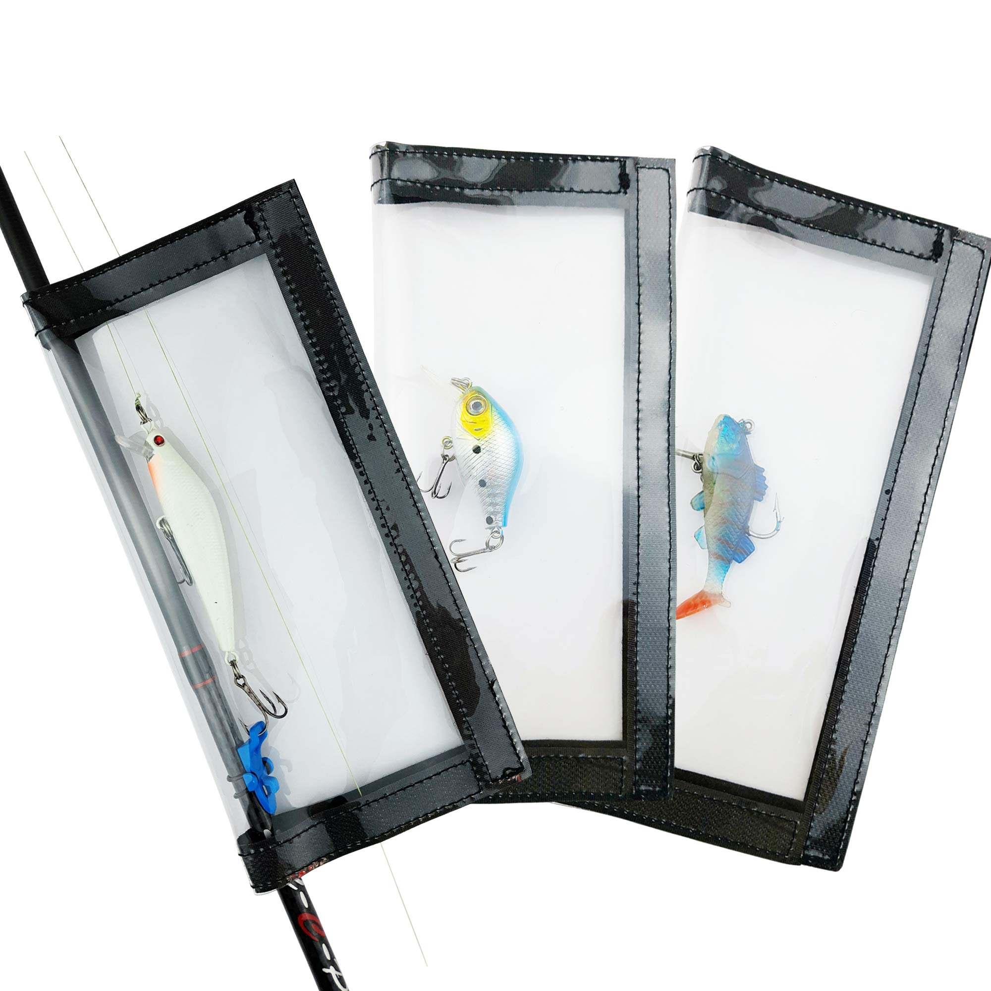 PheeFazay 3 Pcs Durable and Clear PVC Fishing Lure Wraps Lure Bait Storage Fishing Hook Covers Keeps Children, Pets and Fishermen Safe from Sharp Hooks