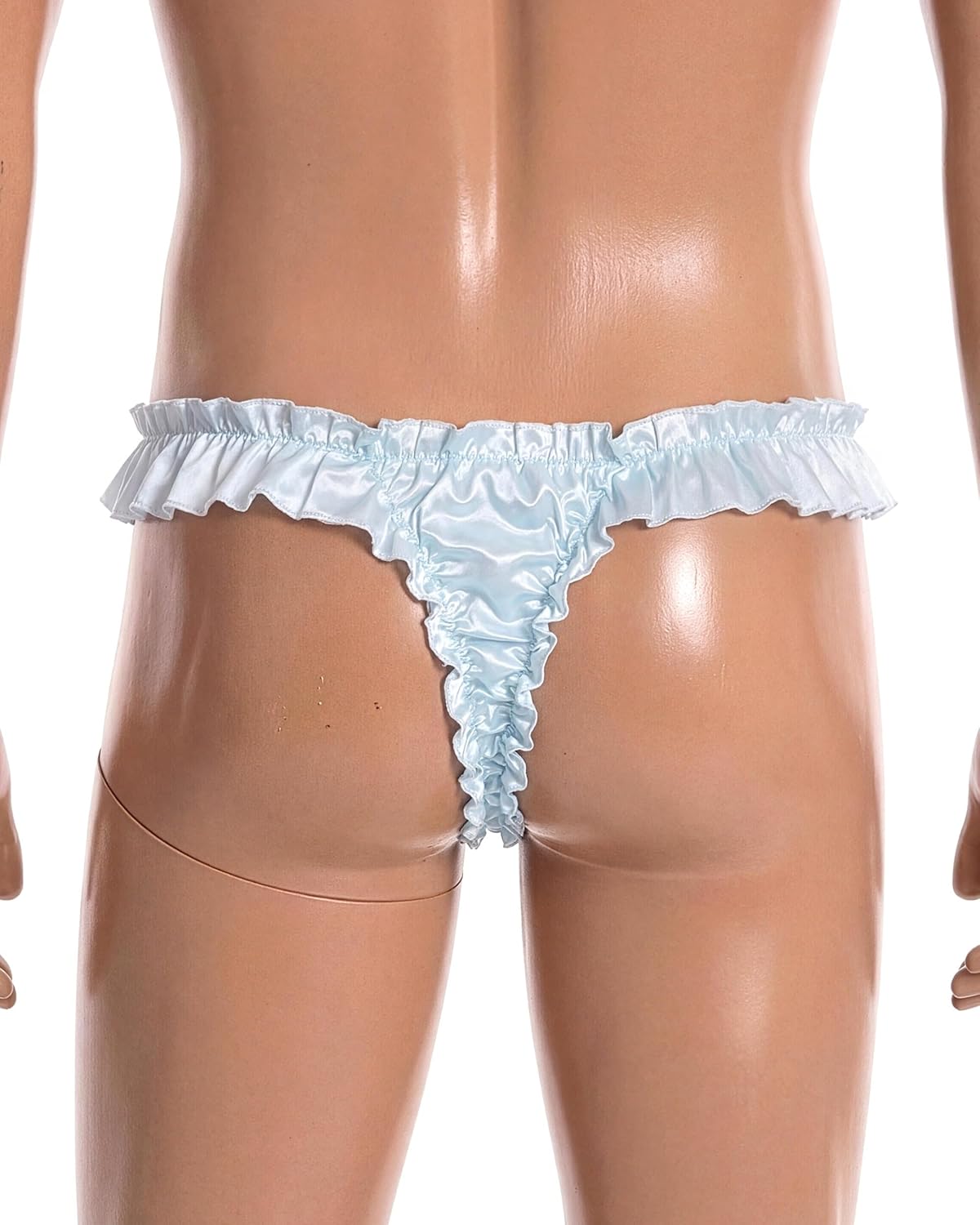 Satini Men's Satin Ruffle Low Rise Sissy Thong Tanga Knickers Briefs Panties - Image 3