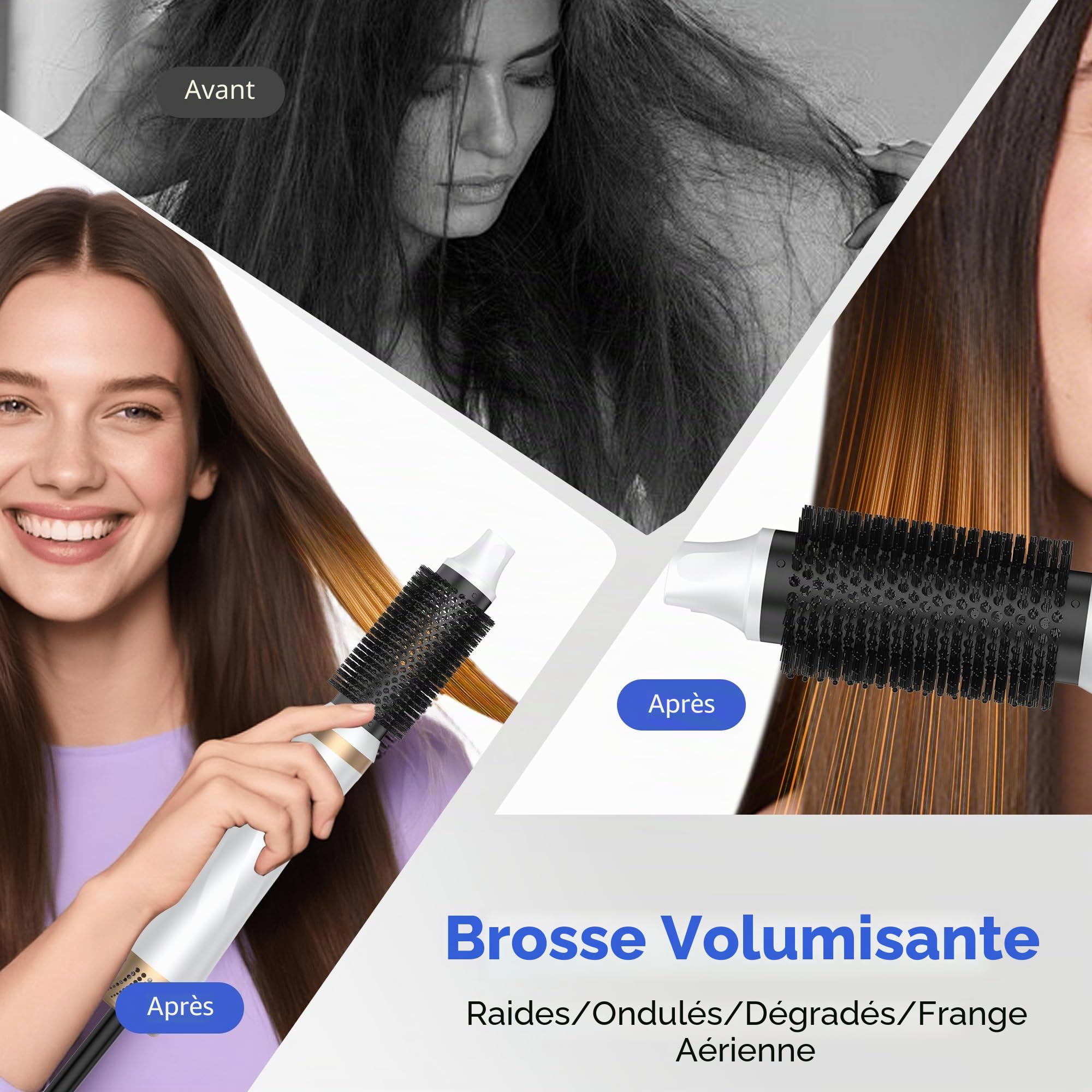 5 en 1 Brosse Soufflante Airstyler Air Styler set Hair Styler Airbrush Fer a Boucler Brosse Soufflante Brosse Lissante Pour Cheveux, Kit de coiffure Pour Sécher