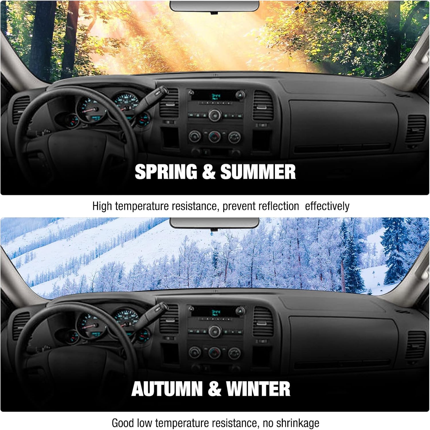 Dashboard Dash Cover Mat Carpet Compatible with 07-13 GMC Sierra(SL,SLE,or Work Truck Only) with Two Glove Boxes and 07-13 Chevrolet Silverado(LS, LT, or Work Truck ONLY!) with Two Glove Boxes