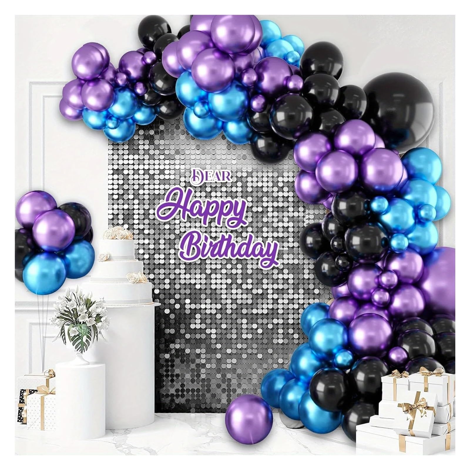 149-teiliges Ballonbogen-Kranz-Set In Schwarz, Lila Und Blau for Abschlussfeier, Hochzeit, Geburtstag, Party, Jahrestag, Dekoration Für Partys