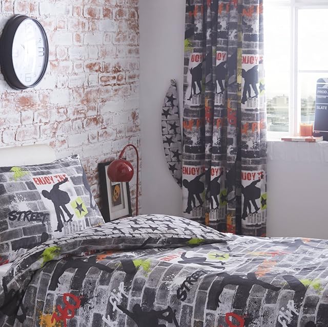 Kidz Club Tricks Lined Pair of Pencil Pleat Curtains, Grey, Fabric, 168x183cm