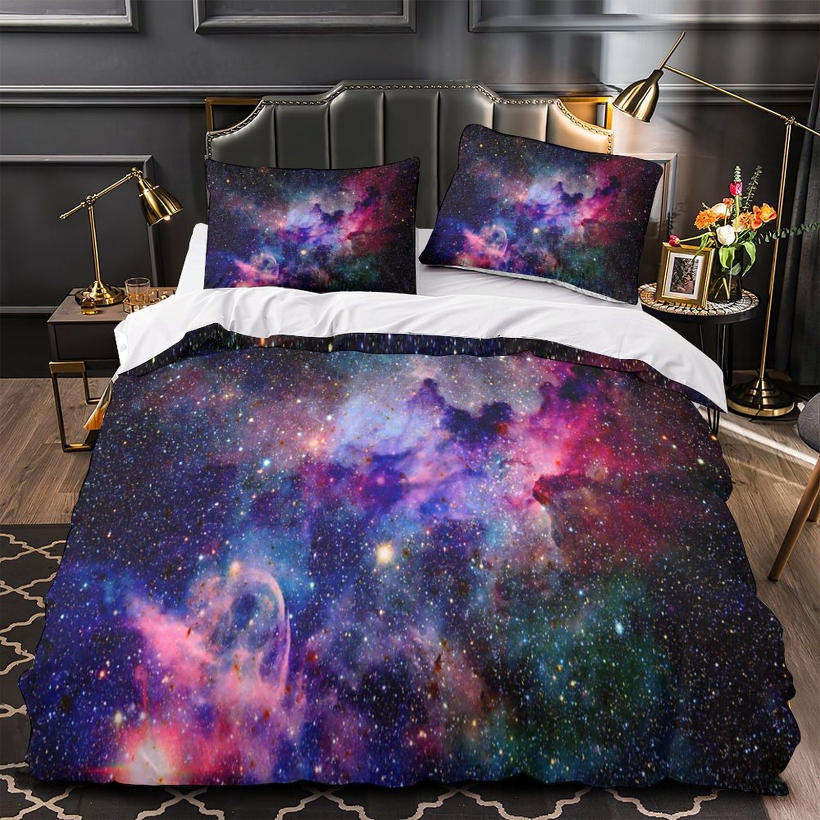 Parure de lit microfibre espace 140x200 pour enfant avec housse de couette imprimée 3D
