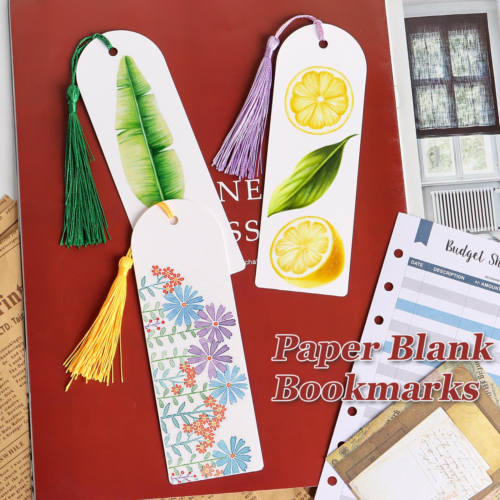 MIDELONG 40 Marcadores De Papel Kraft En Blanco Con 40 Borlas Coloridas, Marcadores De Cartulina En Blanco Para Proyectos De Arte De Bricolaje, Suministros Escolares, Etiquetas De Regalo De 5.5 X