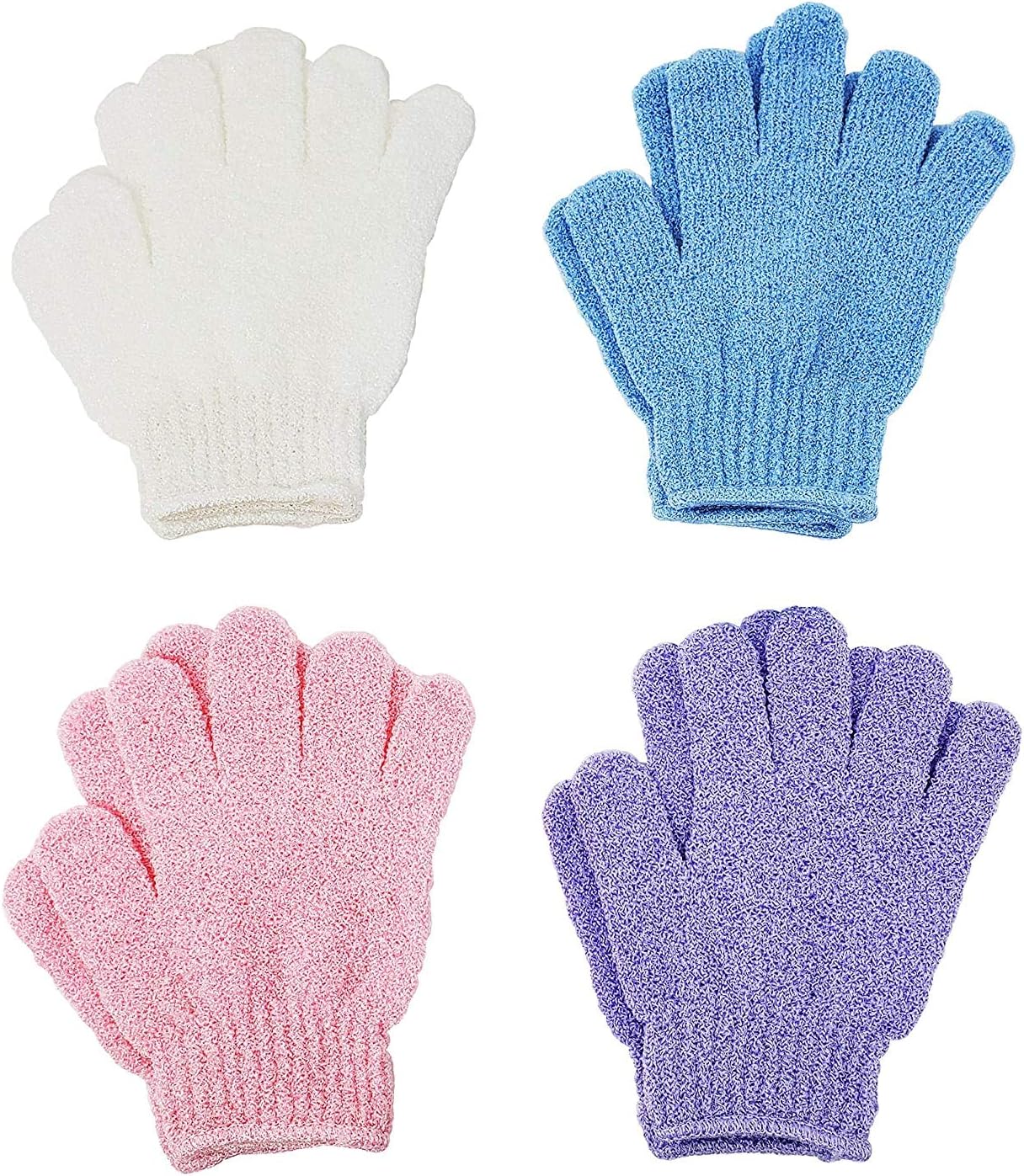 4 Pairs Exfoliating Gloves - Premium Scrub Wash Mitt for Shower,Spa,Massage and Body Scrubs - Spa Exfoliation Accessories For Men and Women