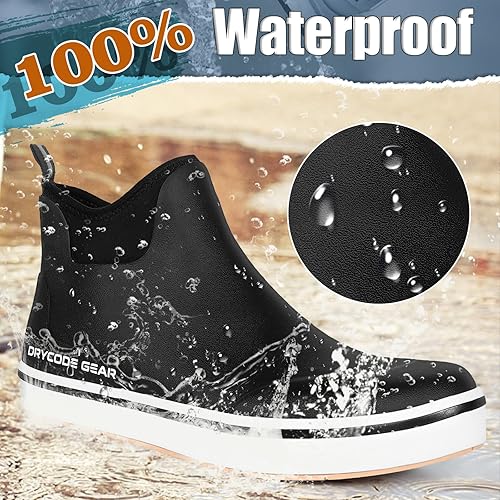 Miniatura 2 de D DRYCODE Rain Boots Men, Waterproof Fishing Deck Boots, Anti-Slip Ankle Rubber Boots, Outdoor Rain Shoes for Mens Boating, Womens Gardening, Size