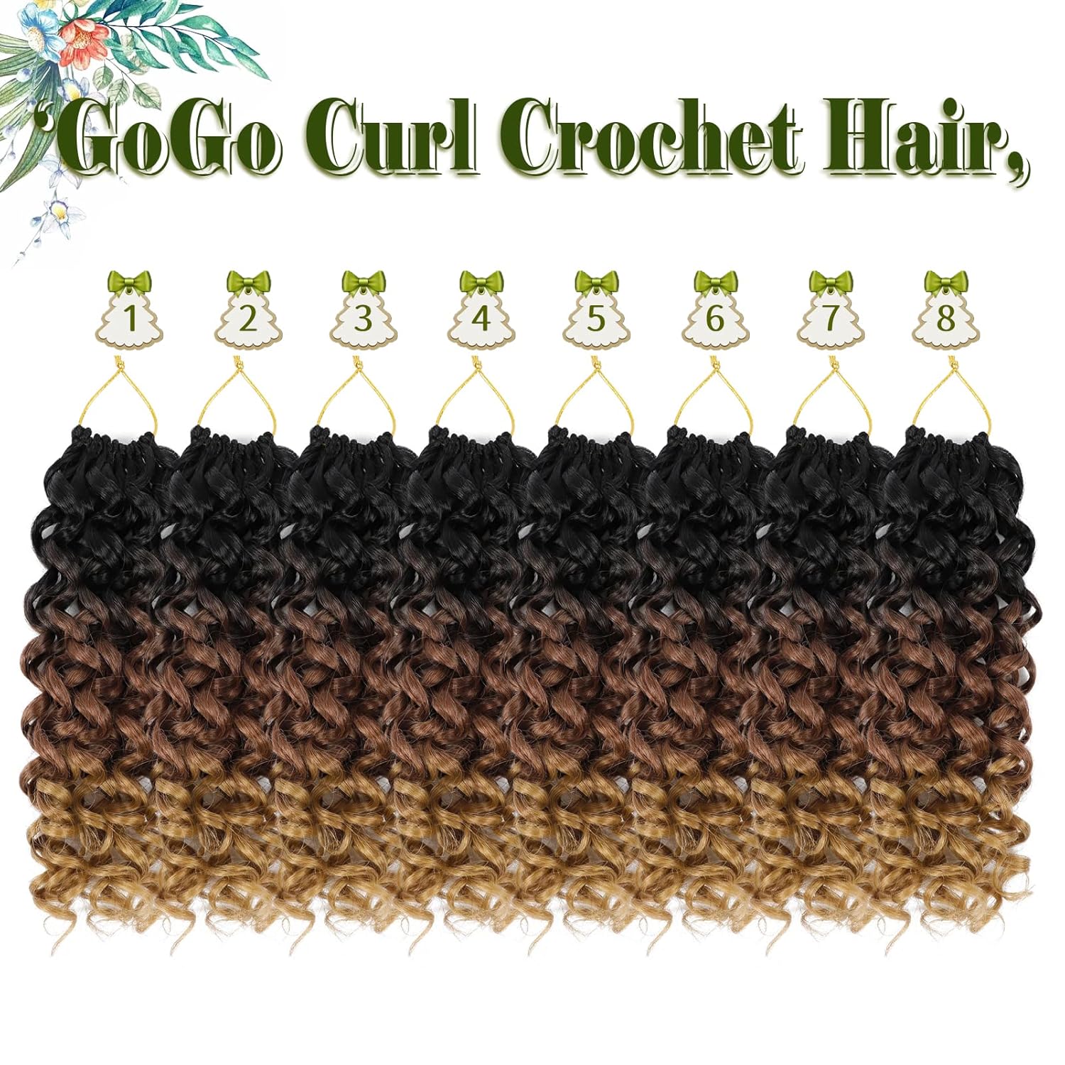 Vomella GoGo Curl Crochet Hair 8 Packs Water Wave Hair 10 Inch Curly Crochet Hair for Women Short Beach Curl Hair Synthetic Deep Twist Hair Extensions(1B/30/27#)