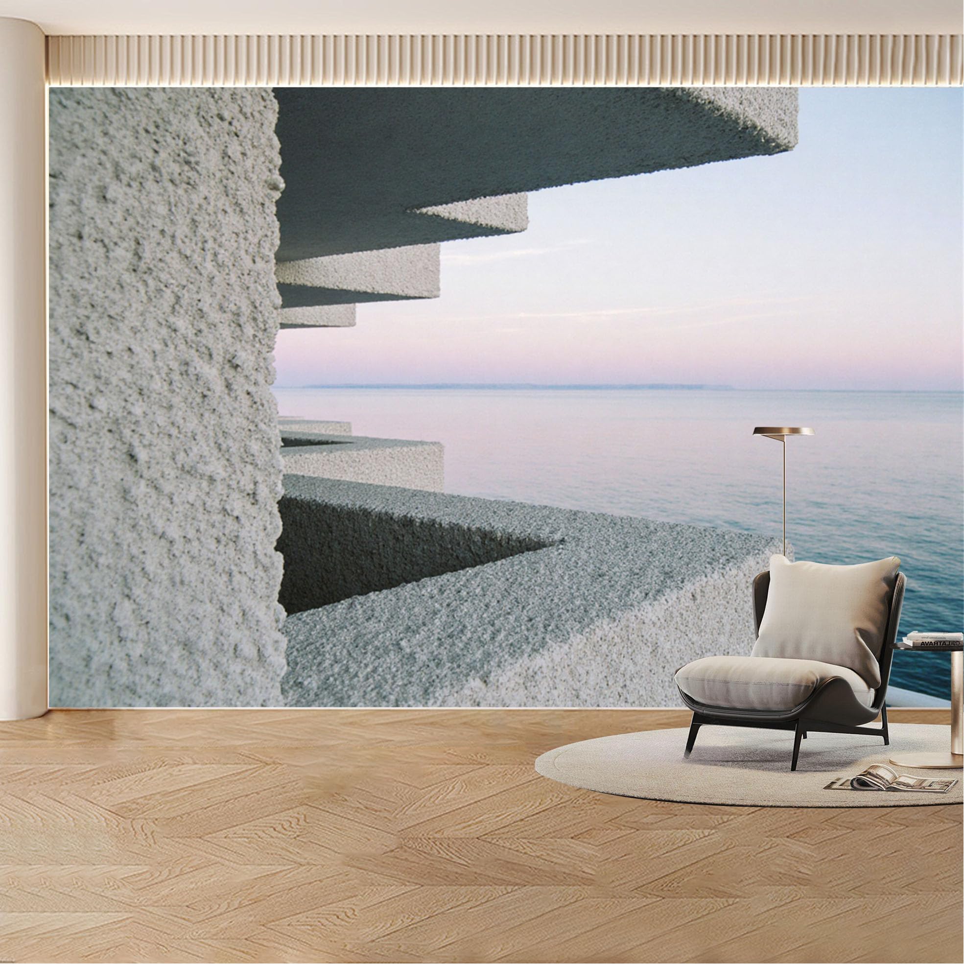 Custom Wall Mural Wallpaper Ocean Architecture Landscape Modern Wall Decor Large Wall Art Minimalist Nordic Sunset Removable SelfAdhesive Large Photo for Living Room， Bedroom， Office