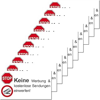 Naklejka naklejka 9 cm x 5 cm stop keine Werbung & kostenlose Sendungen Reflektfen nicht odporna na działanie promieni UV do skrzynki na listy w korytarzu (10)