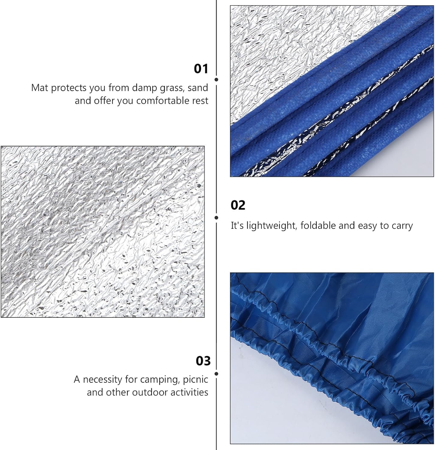 Outdoor Camping Mat Aluminum Film Sleeping Blanket Picnic Cushion Lightweight Foldable Pad for Hiking and Tent Use Random Color
