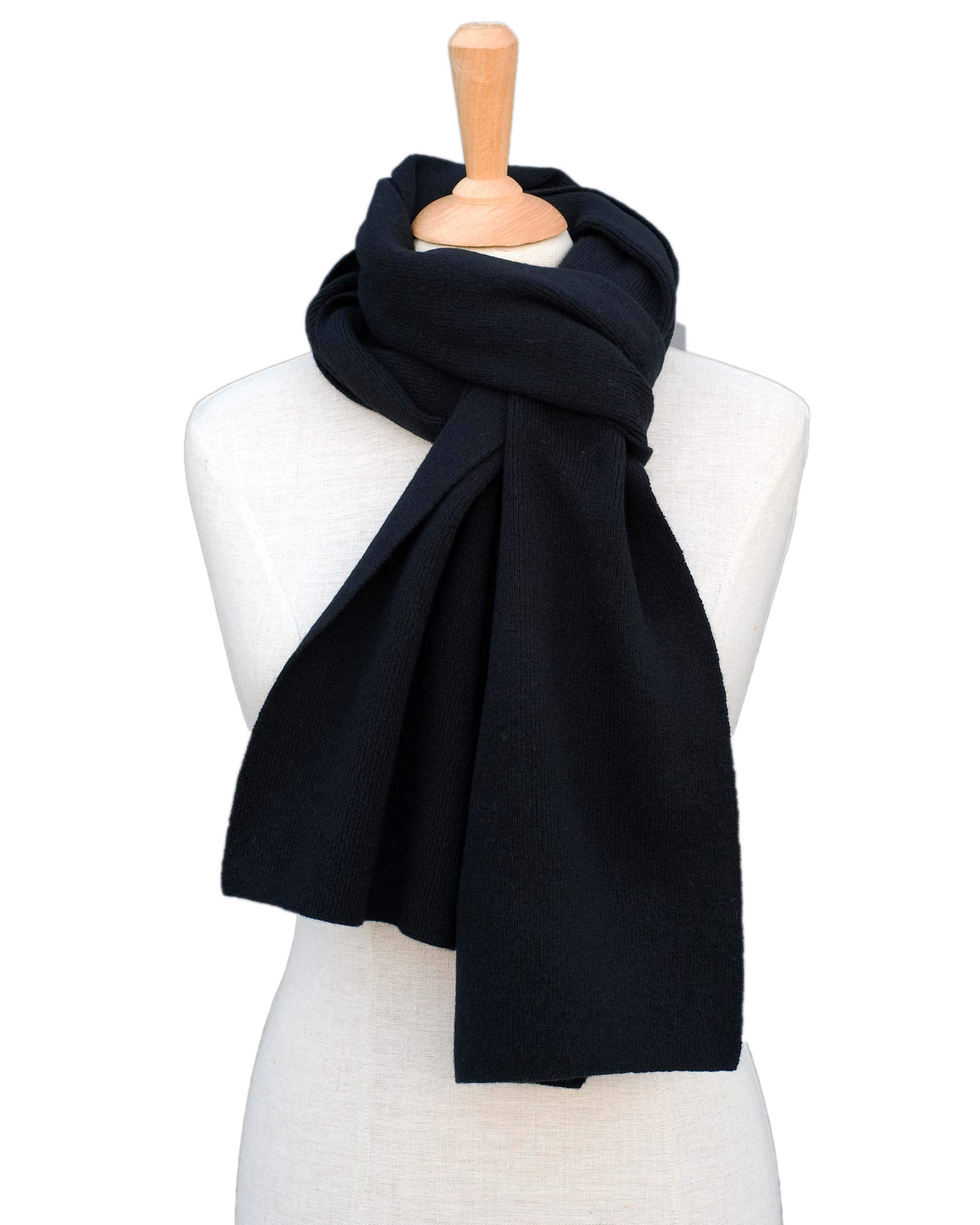FosterNatur, Sciarpa in lana merino liscia, 100% lana merino extra fine, Nero , 30 x 170 cm, 170 Gramm