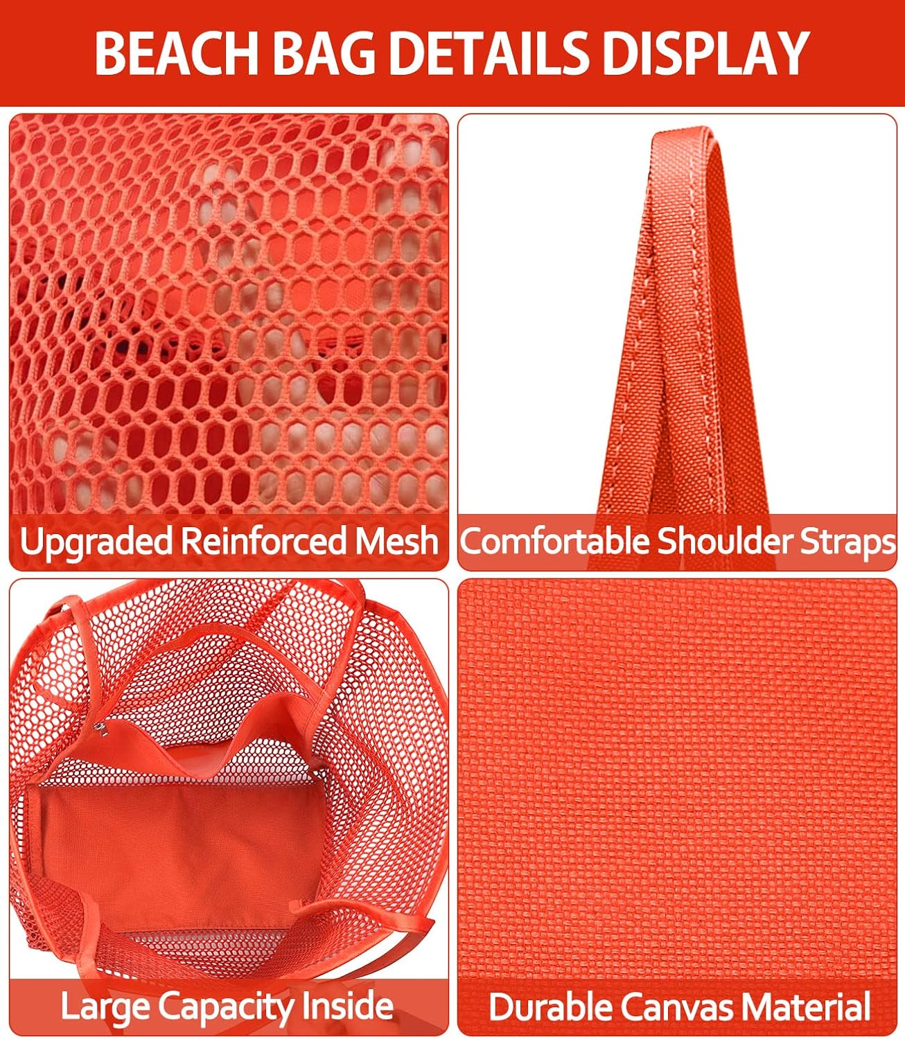 Miniatura 5 de hatisan Bolsa de playa de malla, bolsas de playa mejoradas para mujer, bolsa de malla para hobo accesorios de playa para viajes, picnic, vacaciones