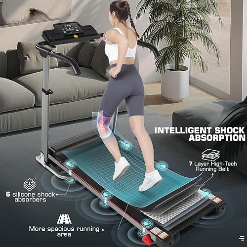 Miniatura 6 de Caminadora plegable con mesa de 26.4 x 12.4 pulgadas, altura ajustable 3 en 1 para debajo del escritorio con inclinación, cinta de correr portátil